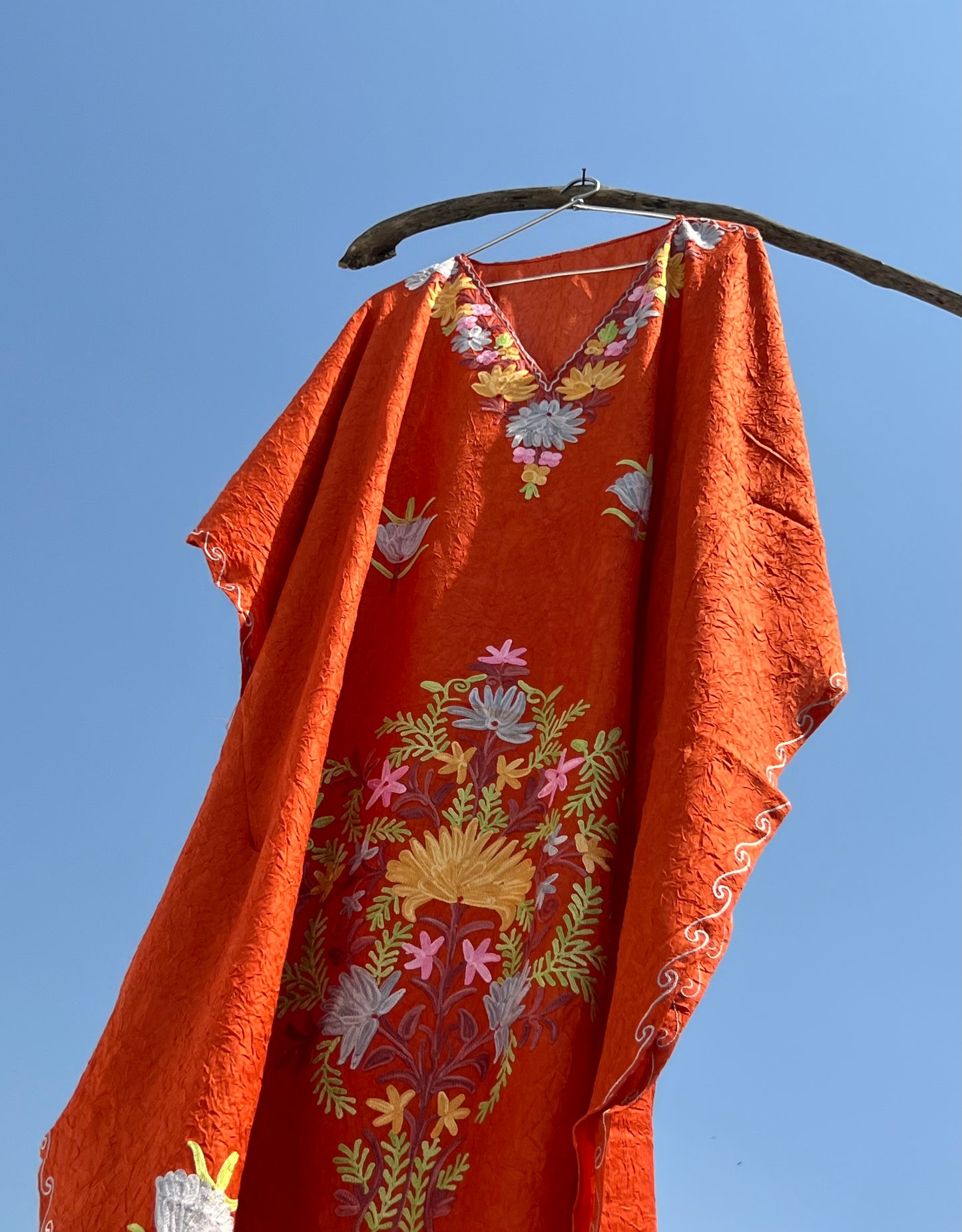Festive Rust Kashmiri Short Kaftan