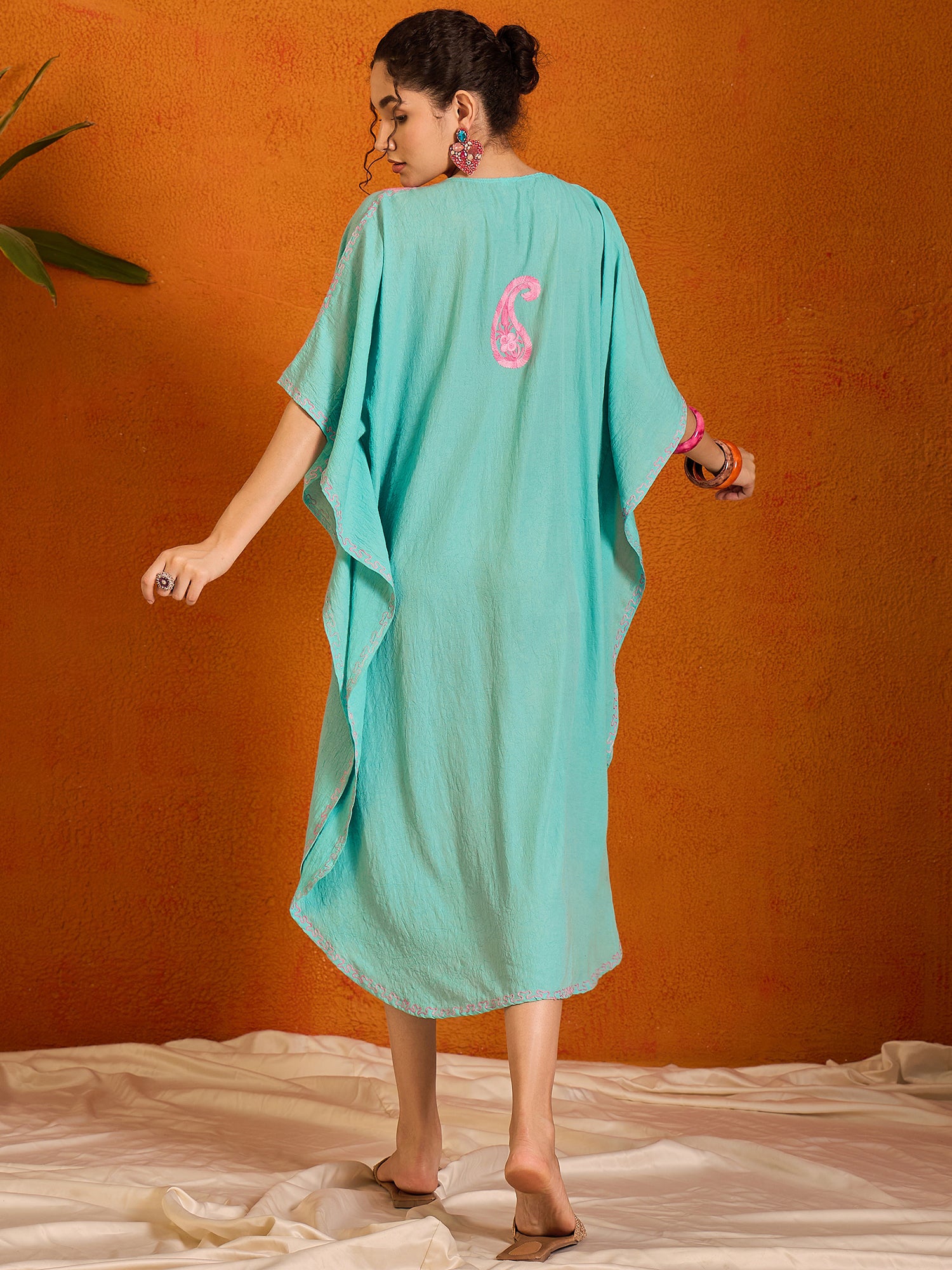 Arctic_Blue_Kashmiri_Summer_Long_Cotton_Kaftan_shop_Namastay