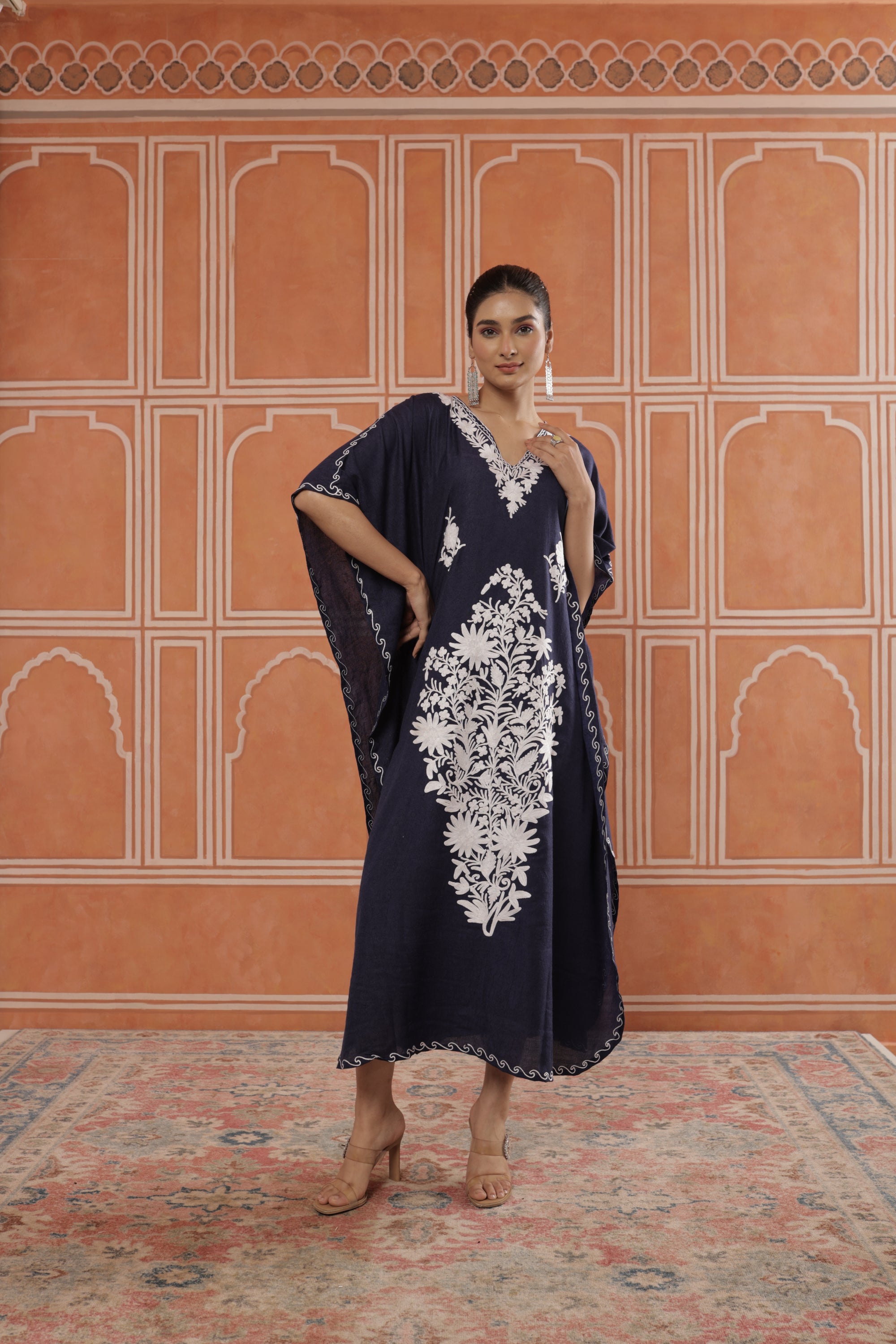 Boss_Blue_Kashmiri_Summer_Long_Cotton_Kaftan_shop_Namastay