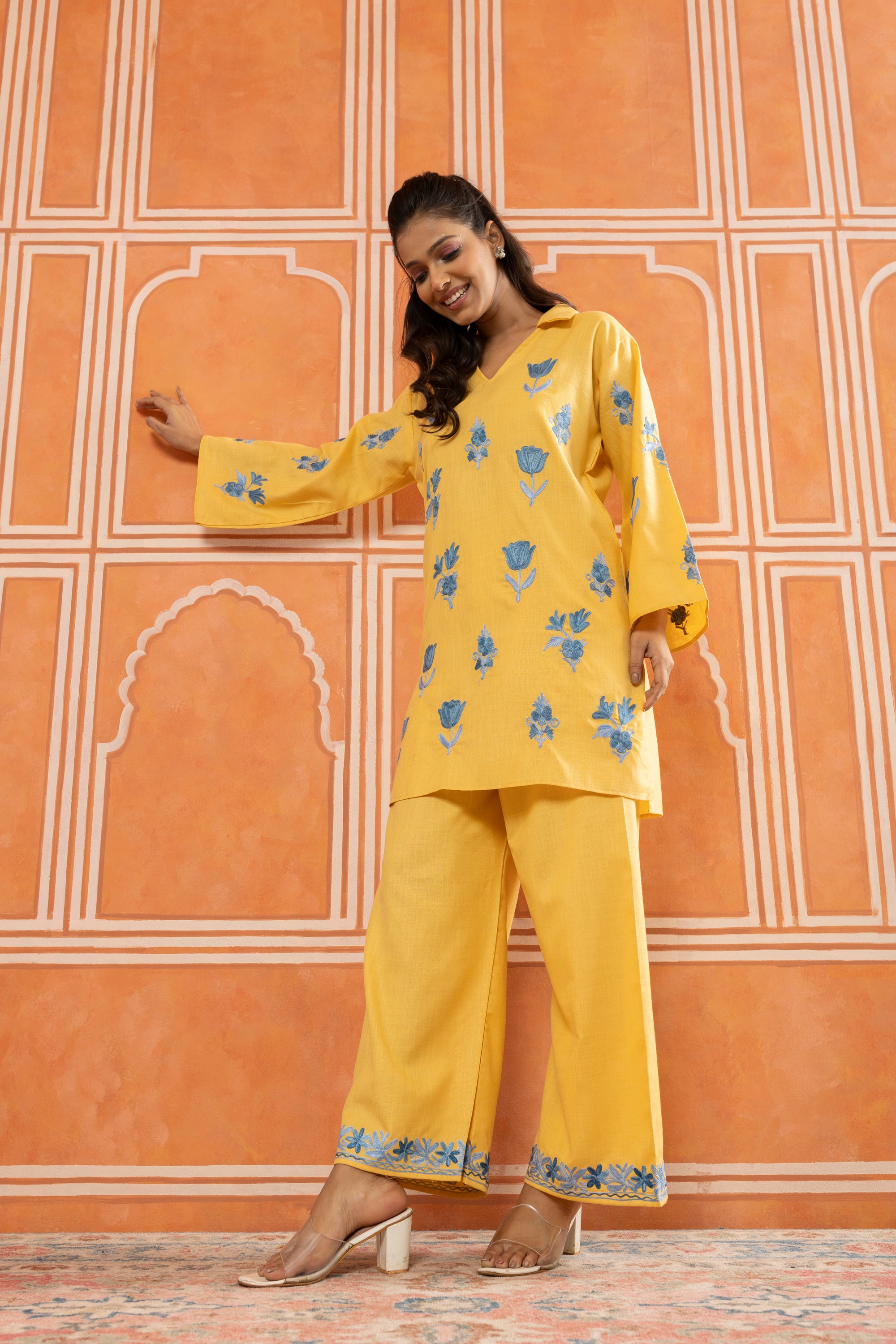 She's_my_Sunshine_Yellow_Kashmiri_Coord_Cotton_Kurta_Pants_Set_shop_Namastay