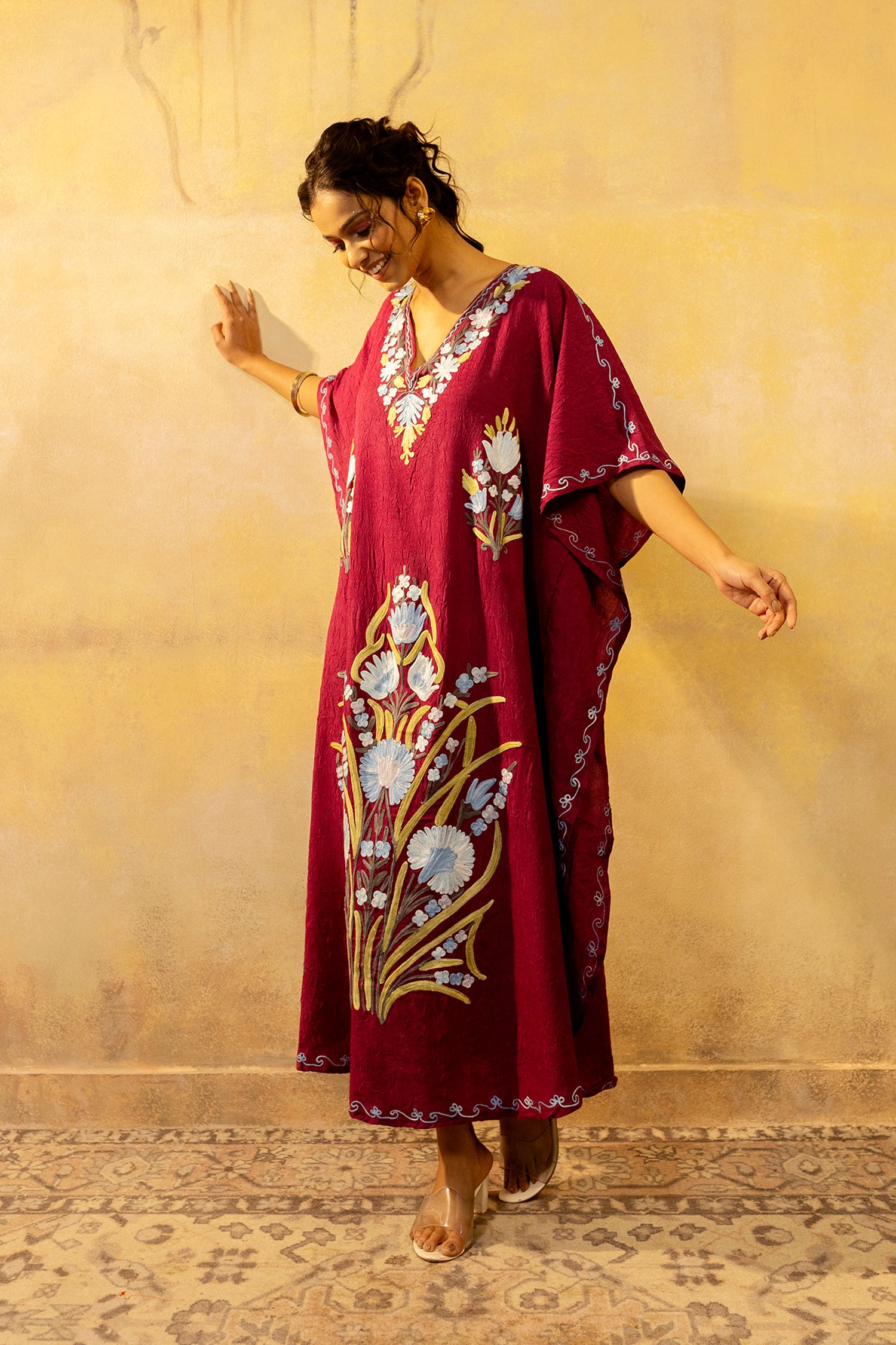 Mademoiselle_Magenta_Kashmiri_Summer_Long_Cotton_Kaftan_shop_Namastay