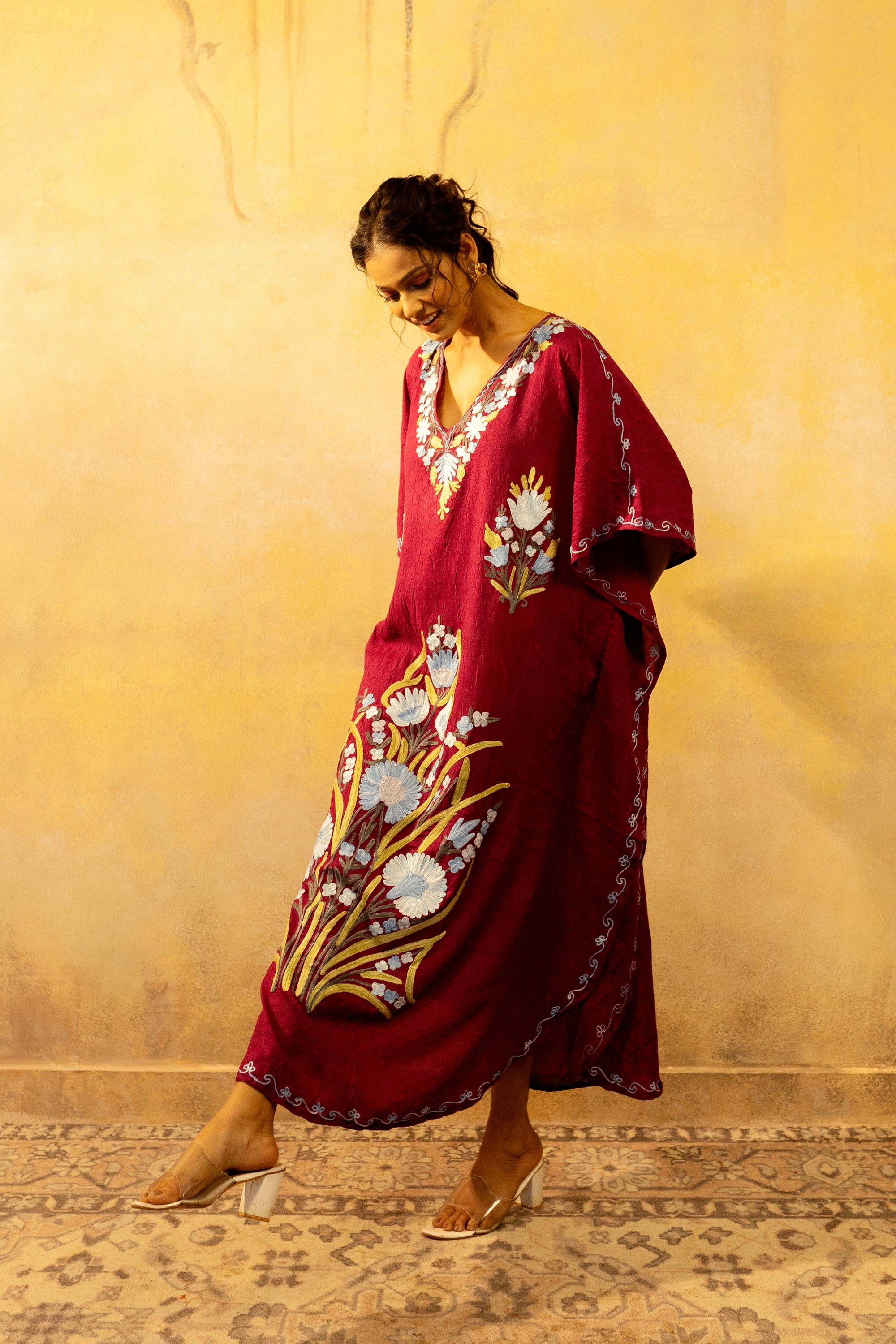 Mademoiselle_Magenta_Kashmiri_Summer_Long_Cotton_Kaftan_shop_Namastay
