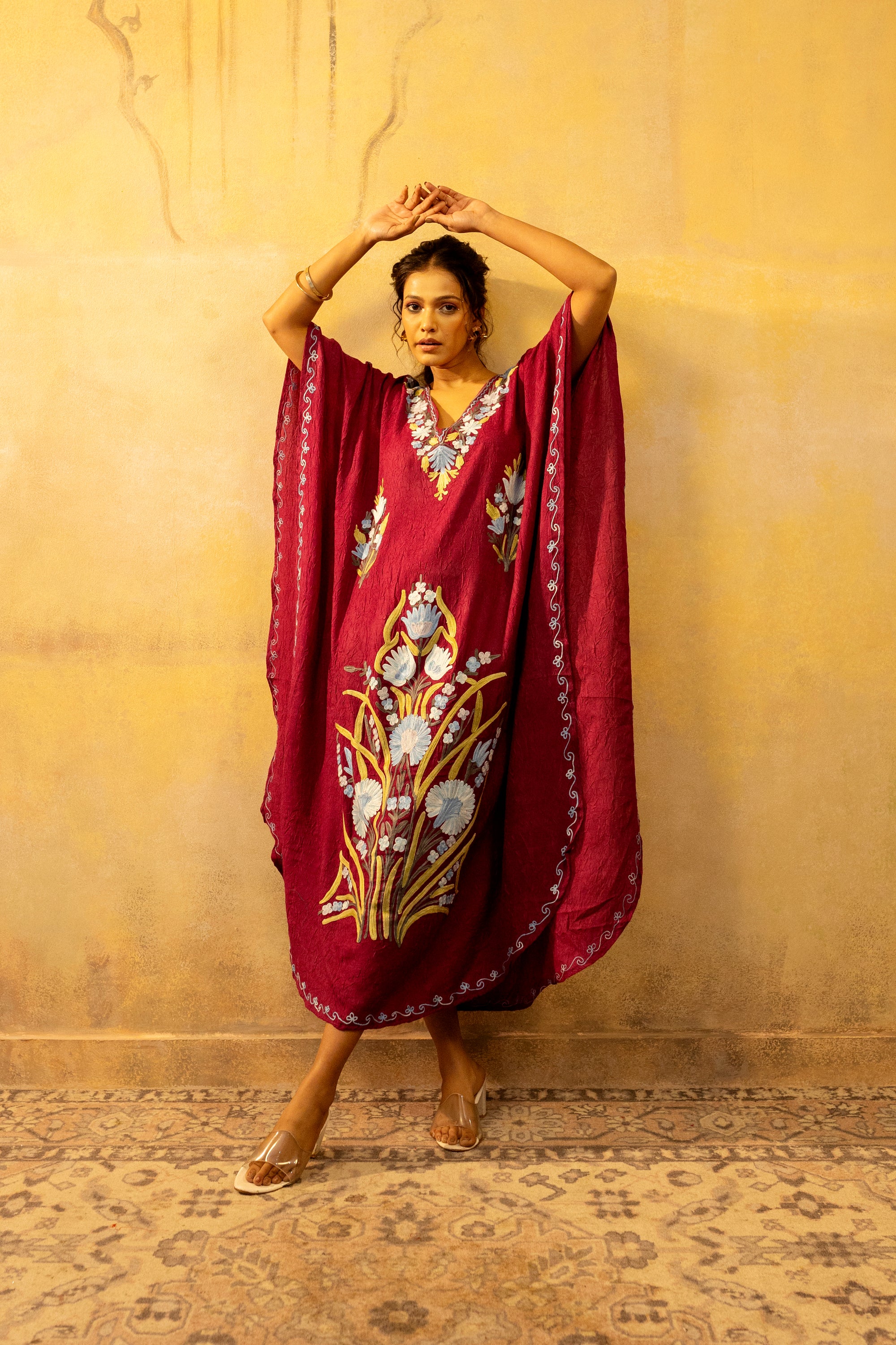 Mademoiselle_Magenta_Kashmiri_Summer_Long_Cotton_Kaftan_shop_Namastay