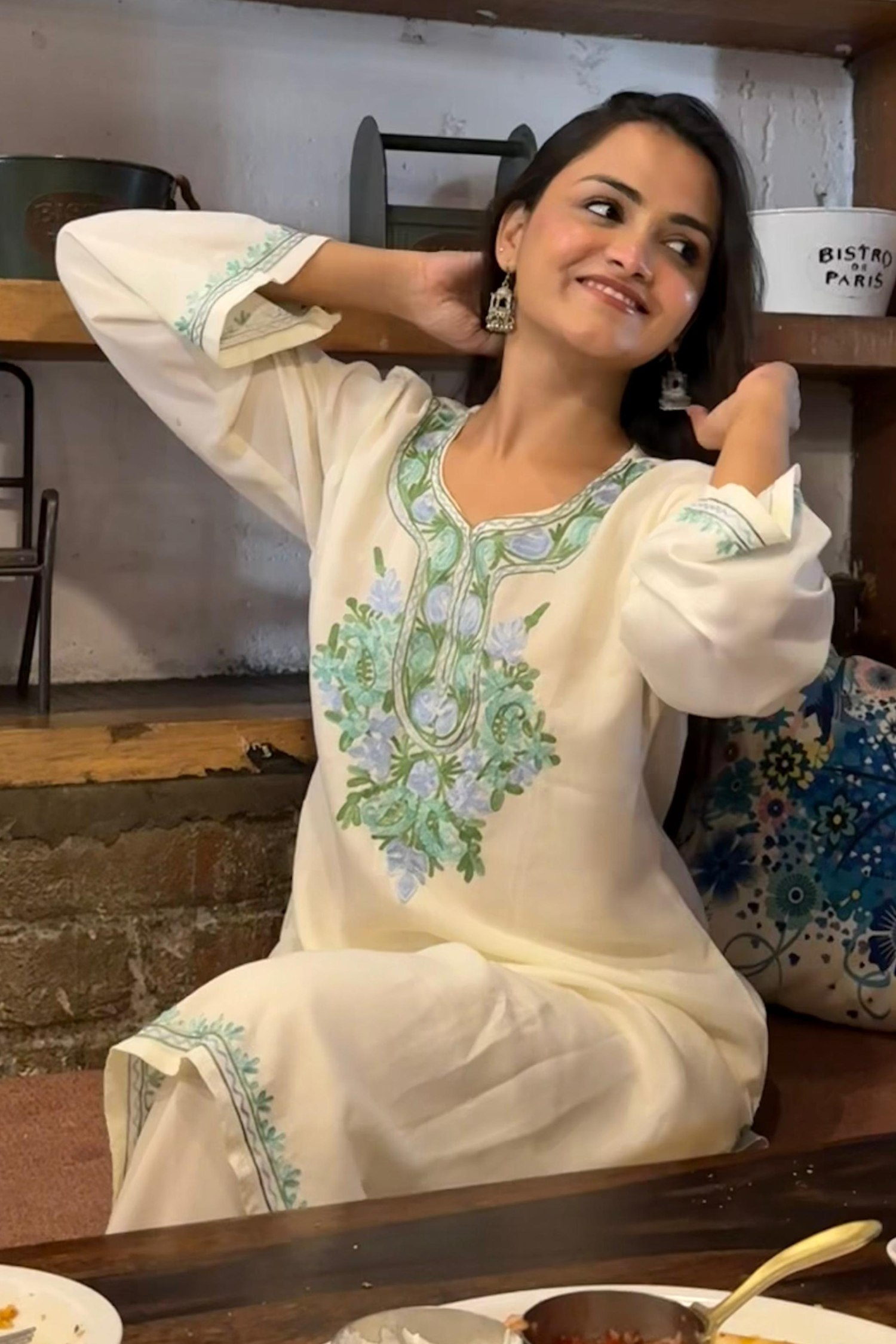Diksha Singh In Eira Cotton Kashmiri Phiran Kurta and Palazzo Set no