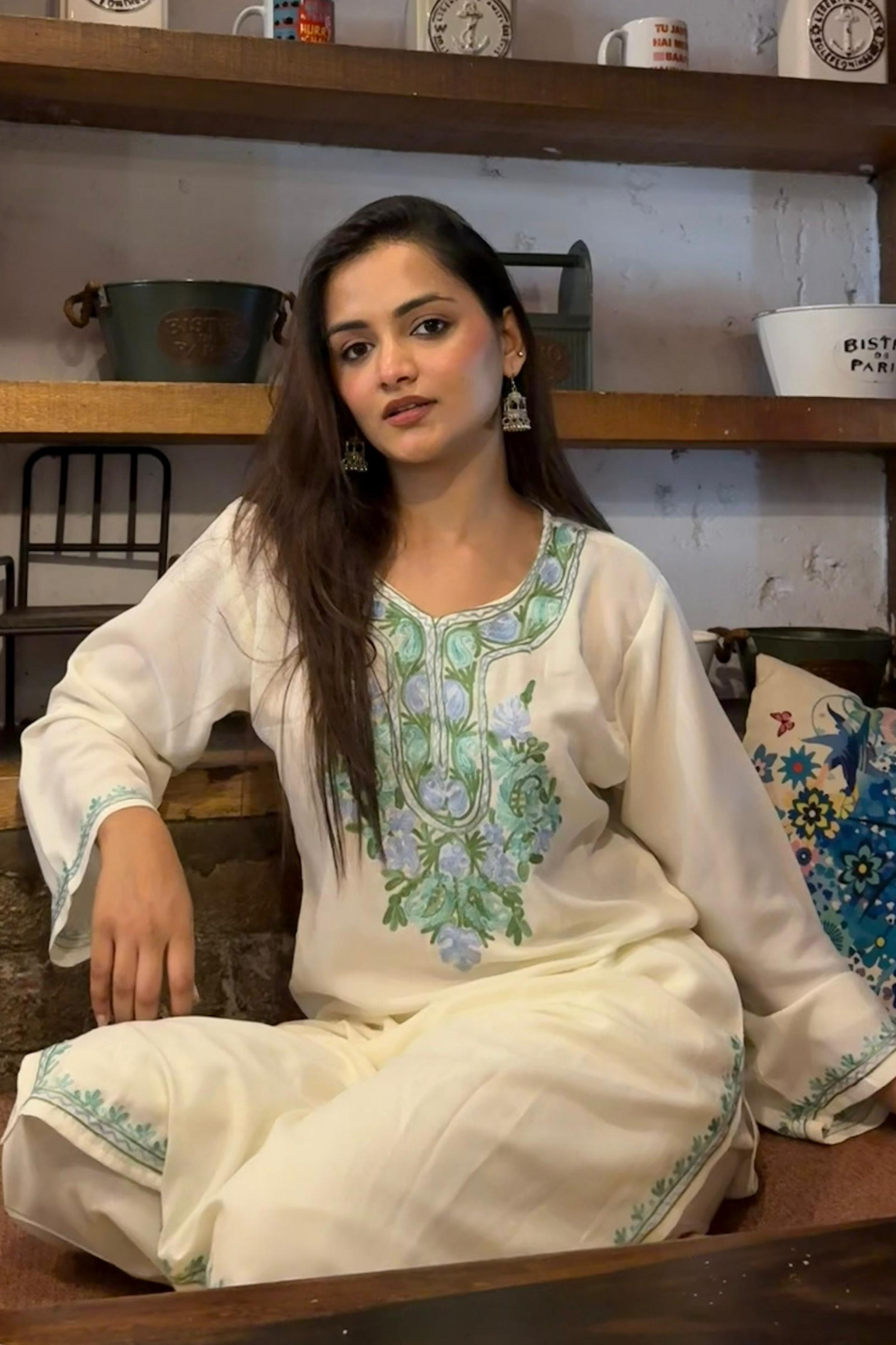 Diksha Singh In Eira Cotton Kashmiri Phiran Kurta and Palazzo Set no