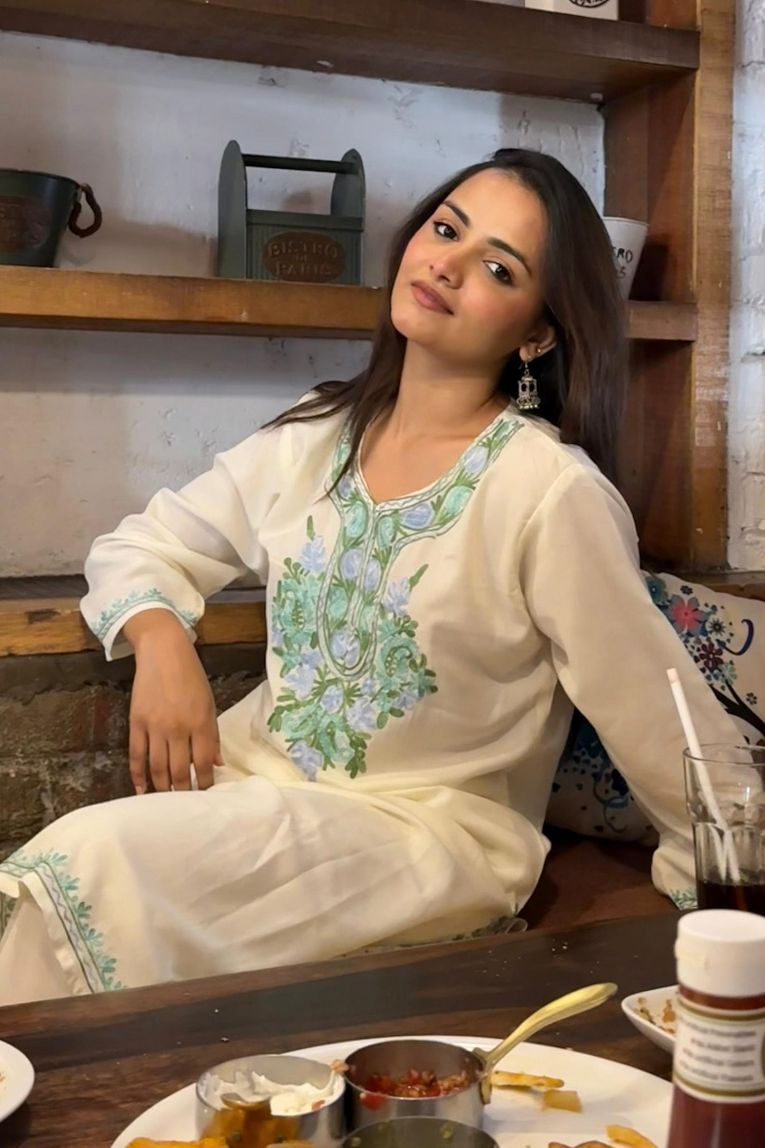 Diksha Singh In Eira Cotton Kashmiri Phiran Kurta and Palazzo Set no