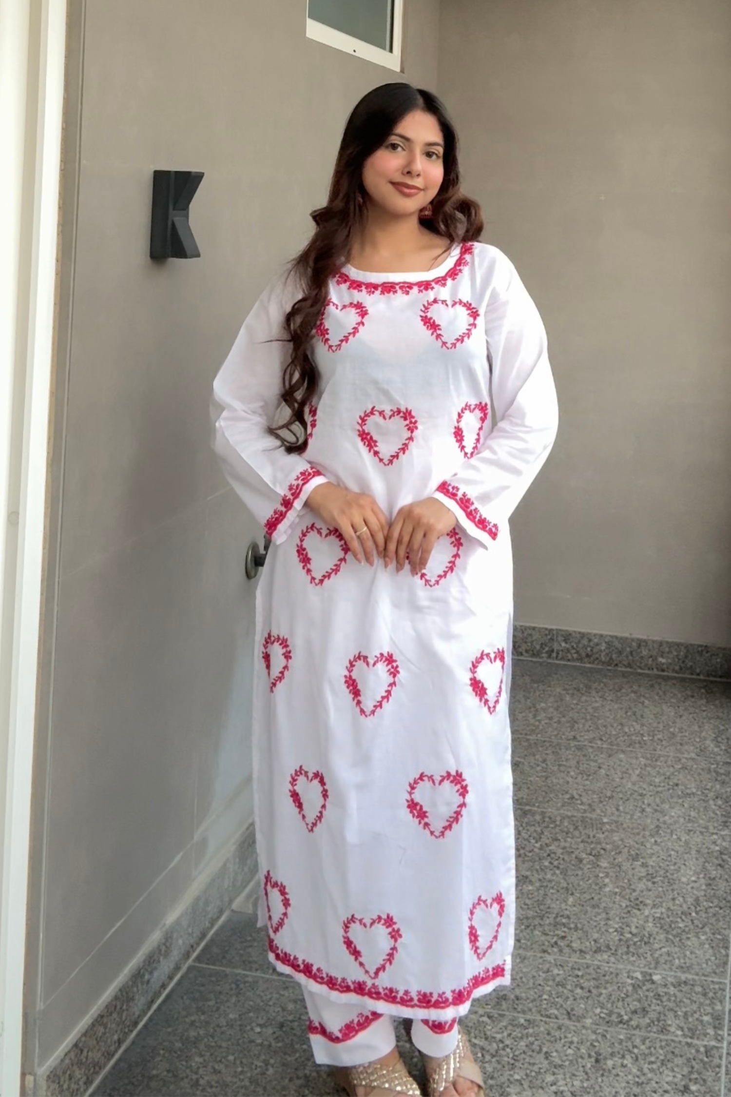Ashika Khanna In I Heart You White Chikankari Cotton Coord Kurta Set