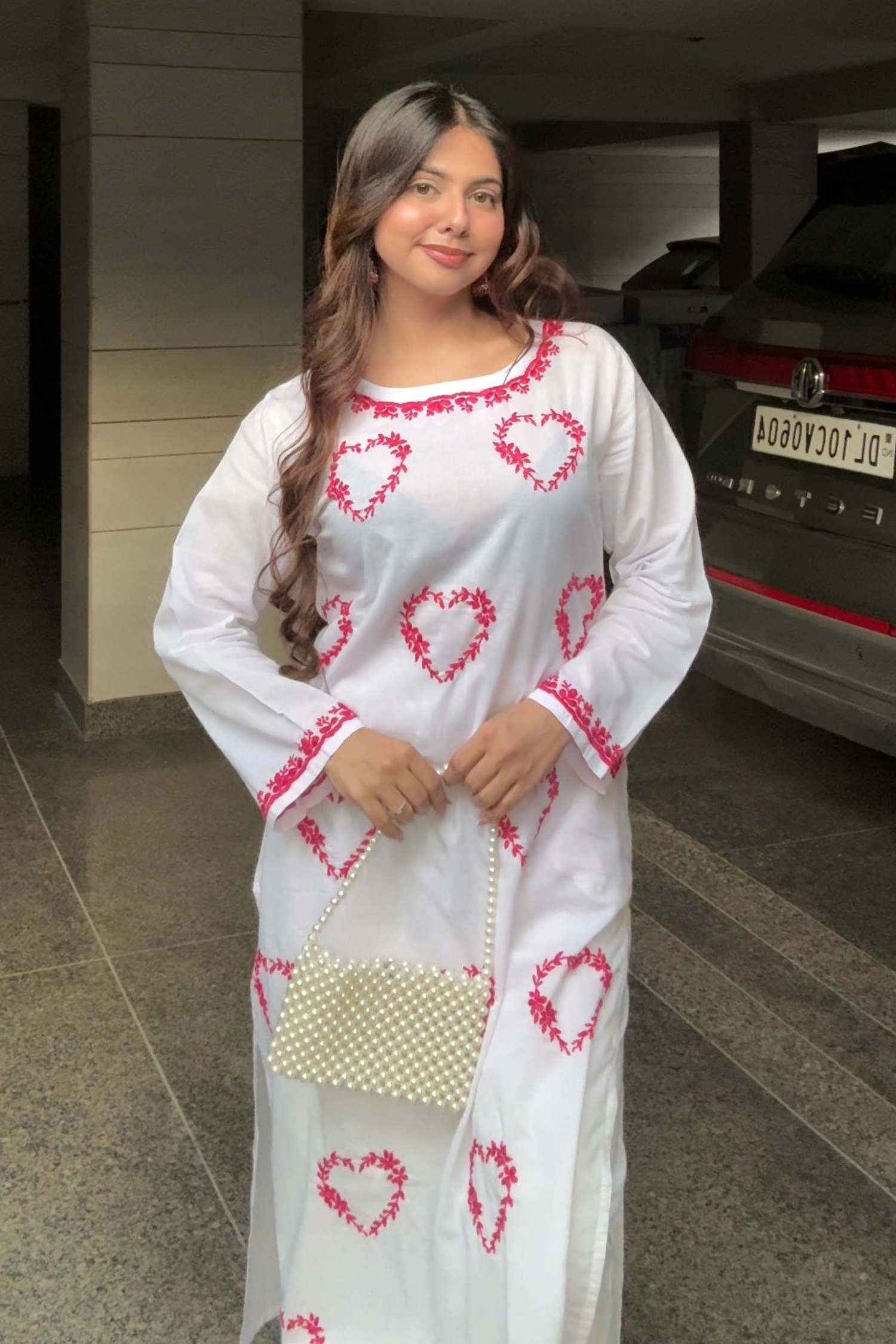 Ashika Khanna In I Heart You White Chikankari Cotton Coord Kurta Set