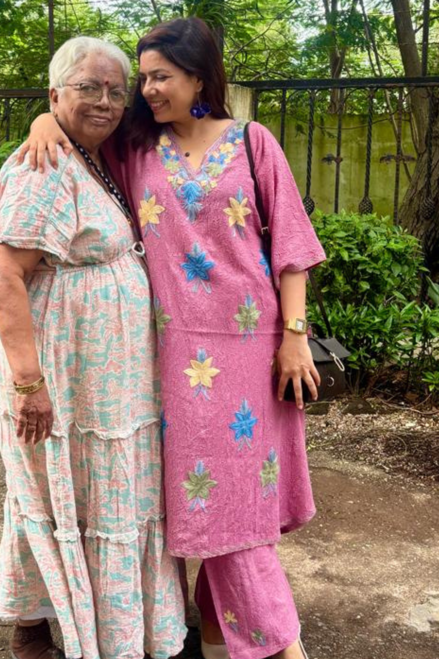 Rajshri Deshpande In Rida Blush Pink Kashmiri Cotton Kaftan Coord Set