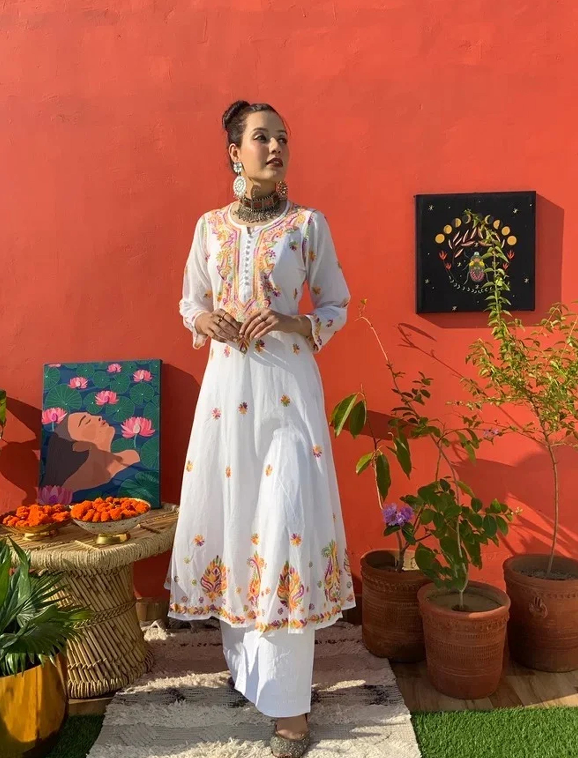 Naeem_Multi_Embroidered_Flared_Cotton_Kurta_shop_Namastay
