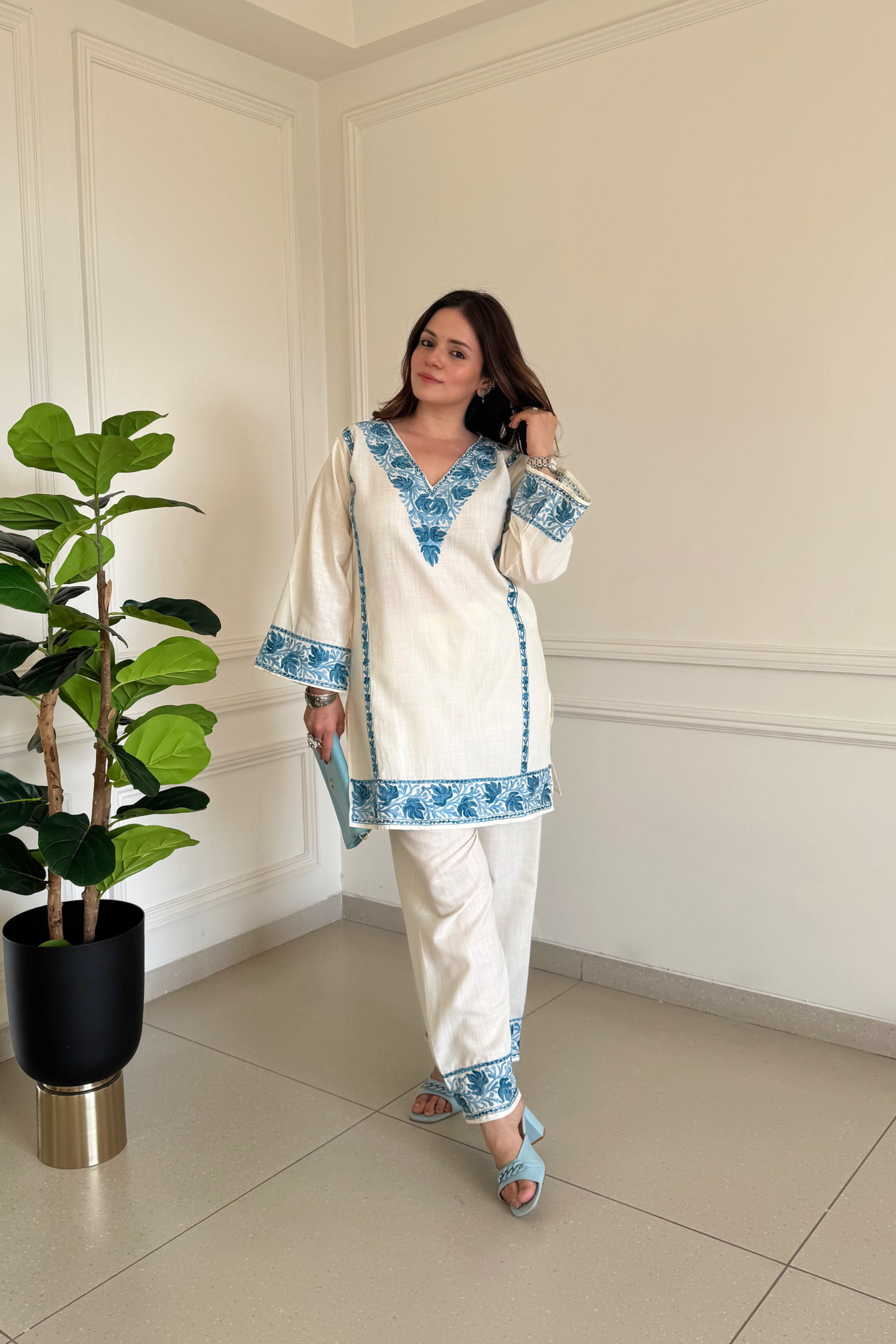 Heena somani in Alia Cotton Kashmiri Kurta Co-ord Set