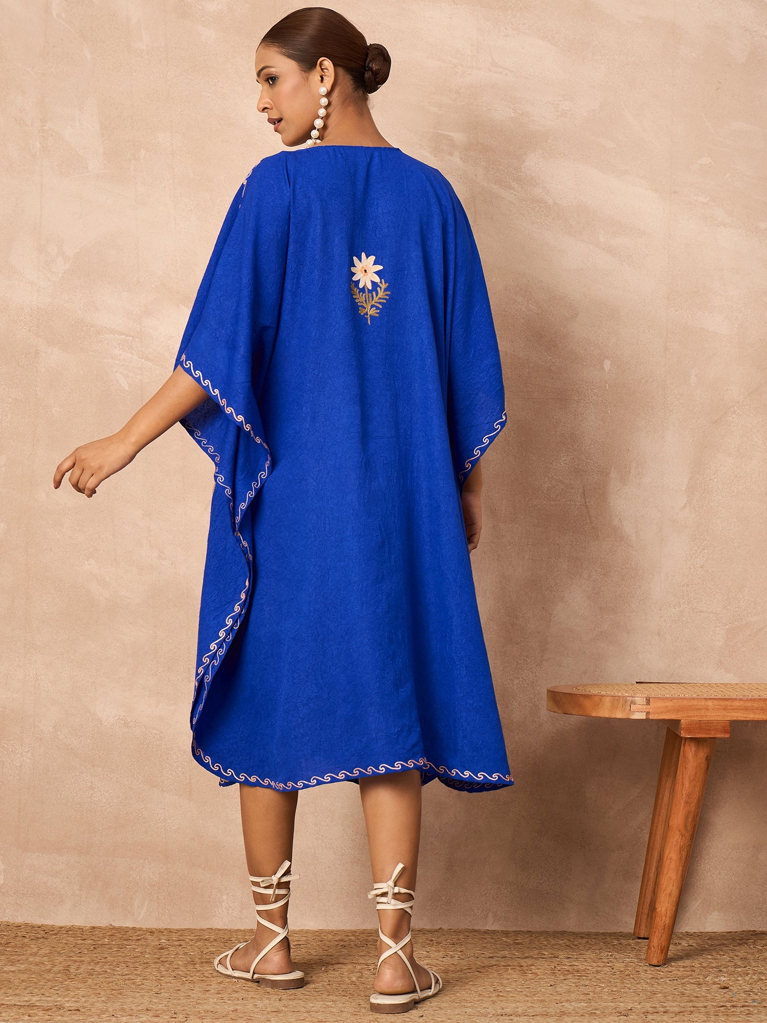 Persian Blue Kashmiri Summer Kaftan - Short