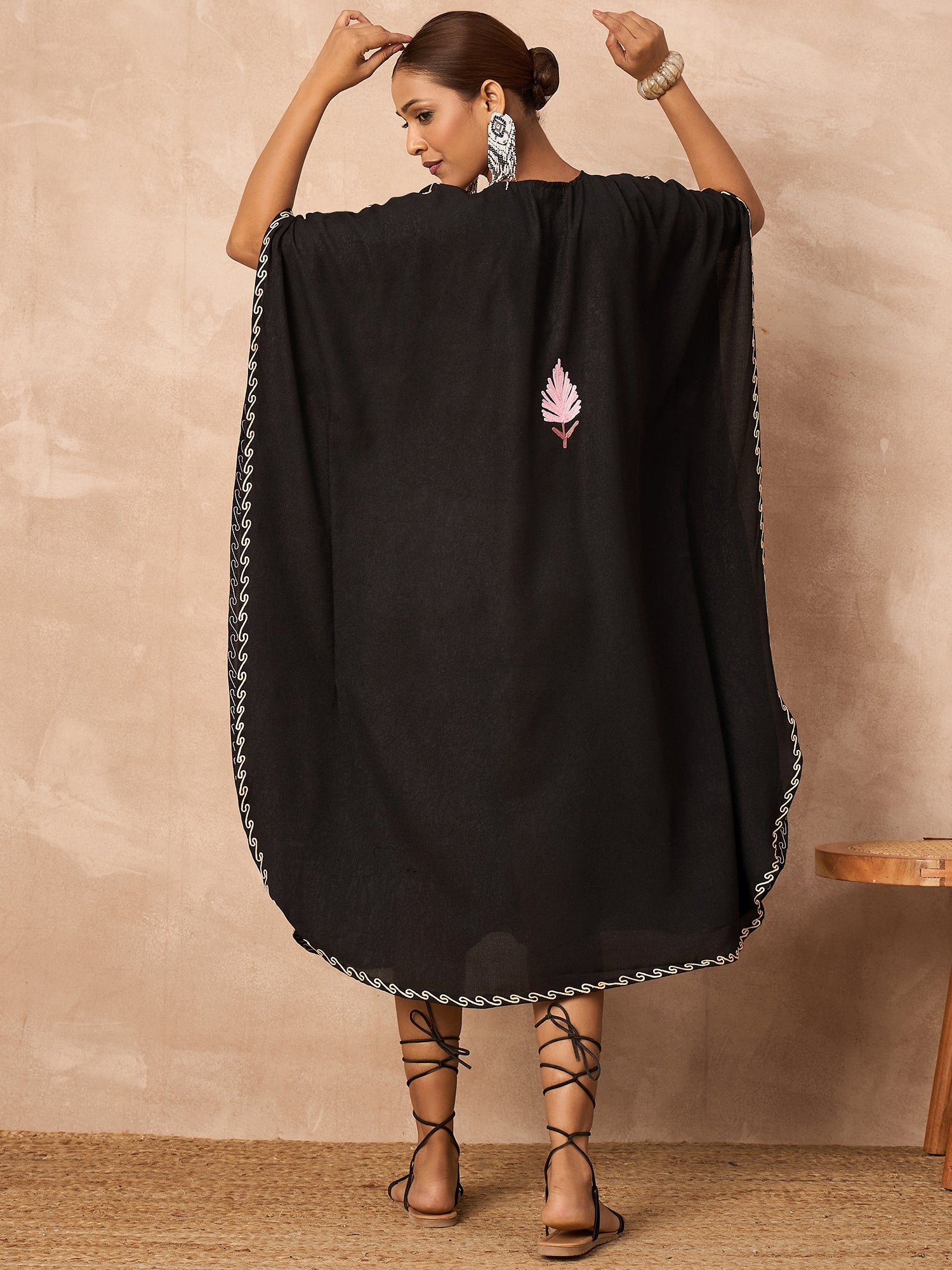 Twilight Black Kashmiri Summer Kaftan Short