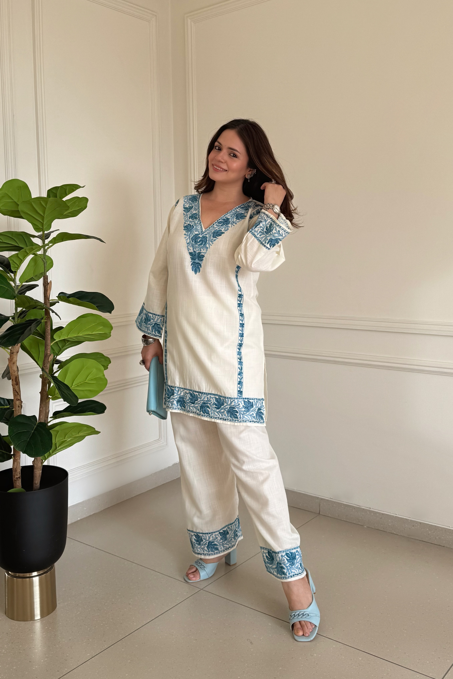 Heena somani in Alia Cotton Kashmiri Kurta Co-ord Set