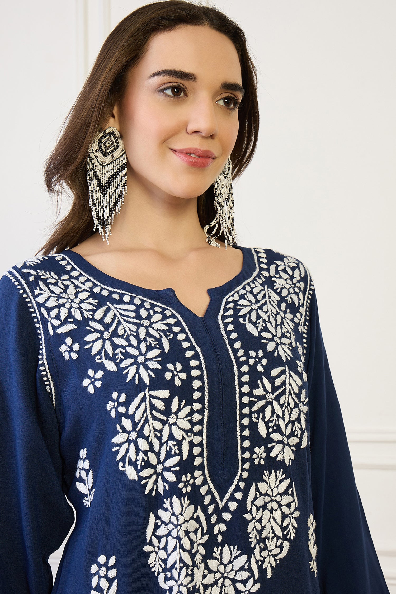 Sidra Blue Chikankari Straight Kurta