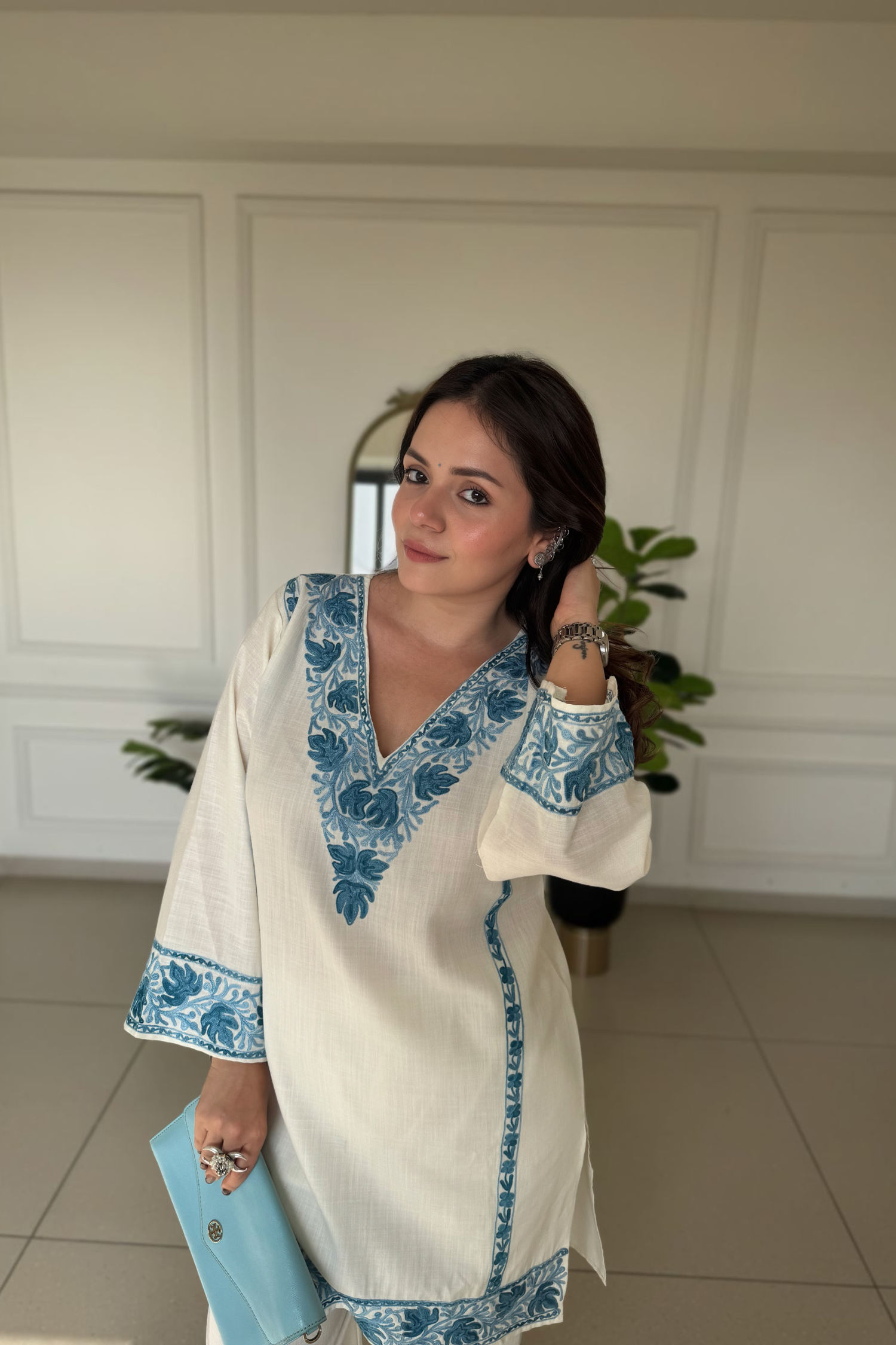 Heena somani in Alia Cotton Kashmiri Kurta Co-ord Set