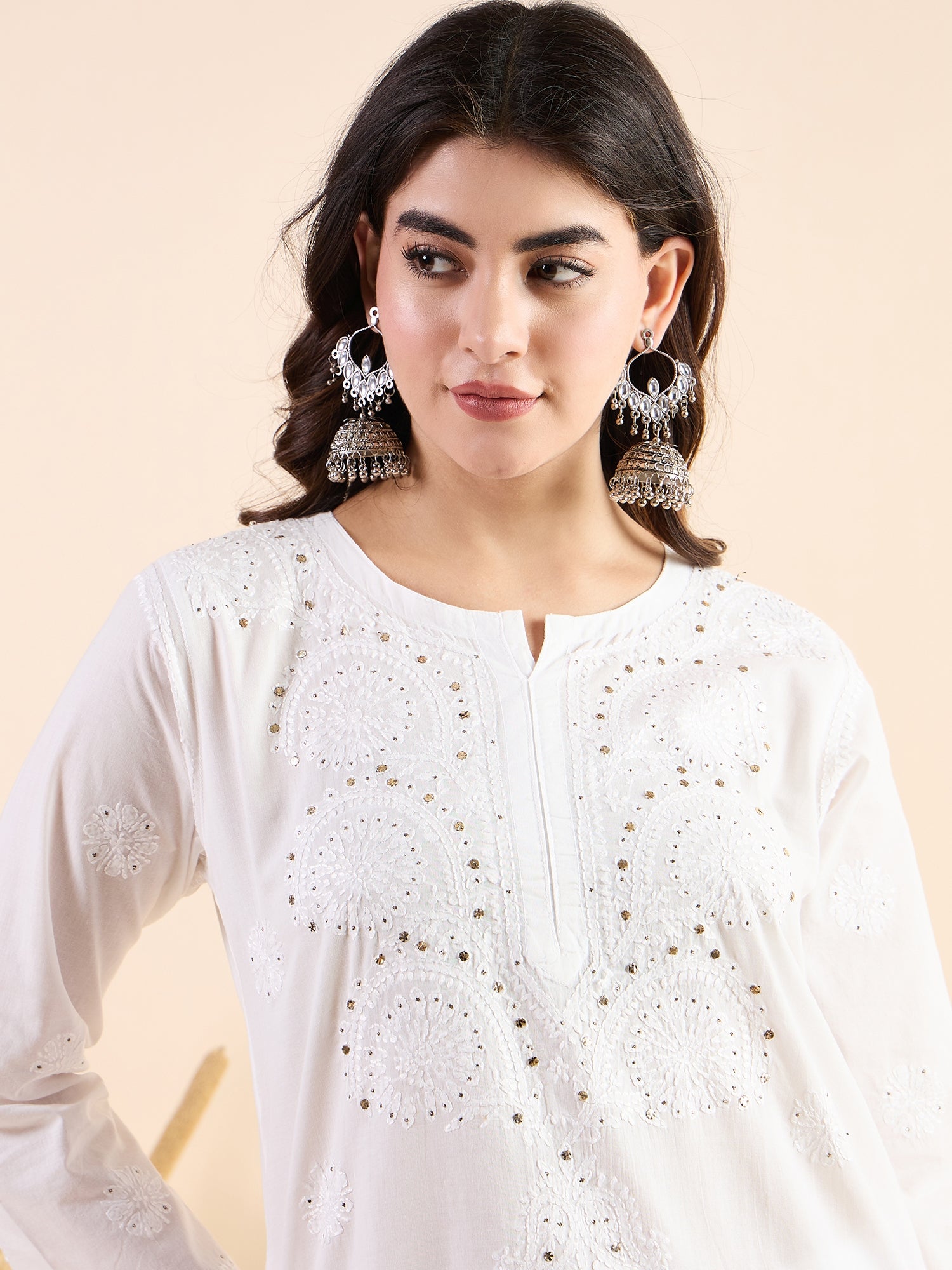 Nazakat_Chikankari_Mukaish_Cotton_Kurta_shop_Namastay