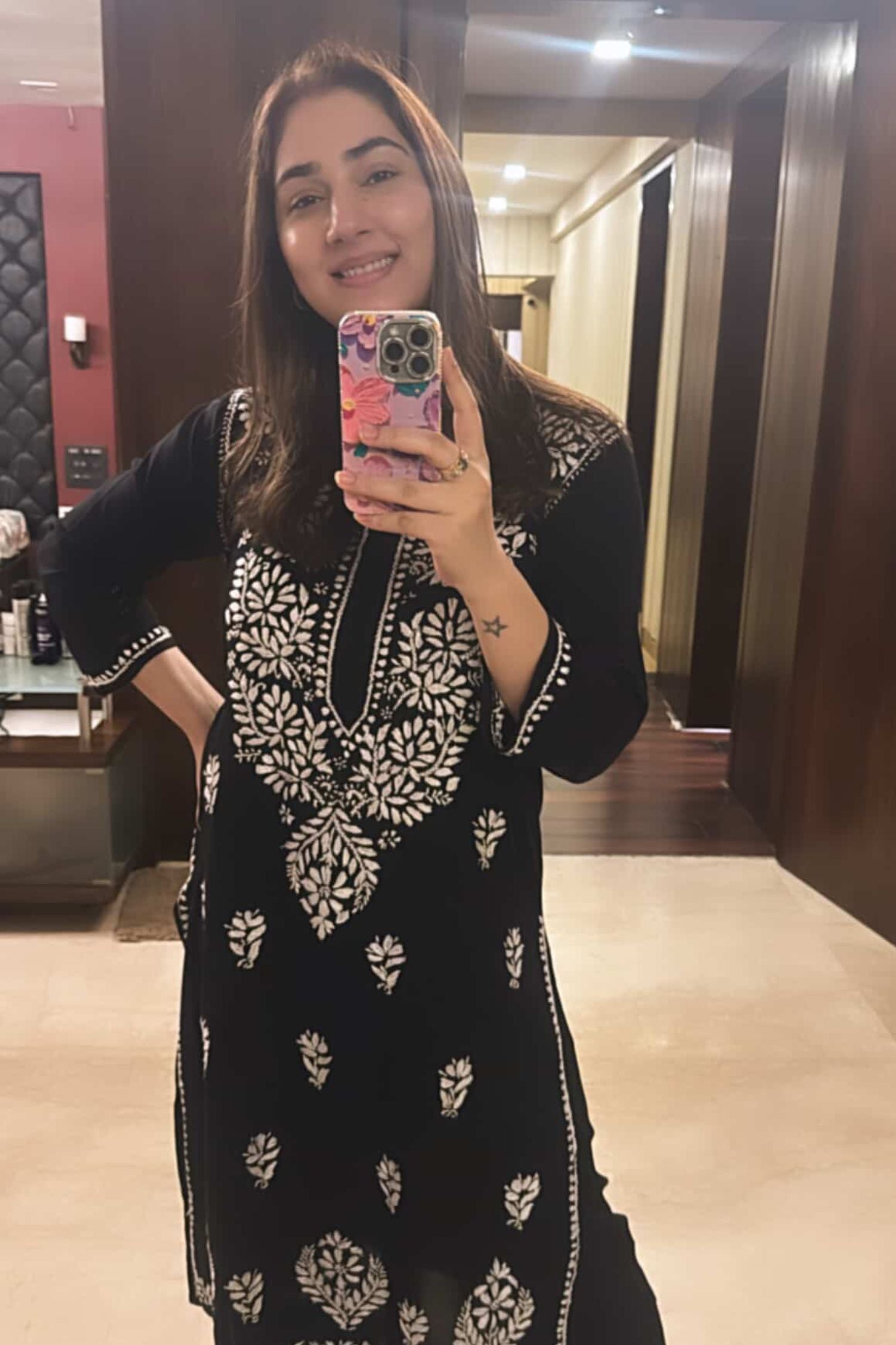 Disha Parmar In Our Diya Black Chikankari Coord