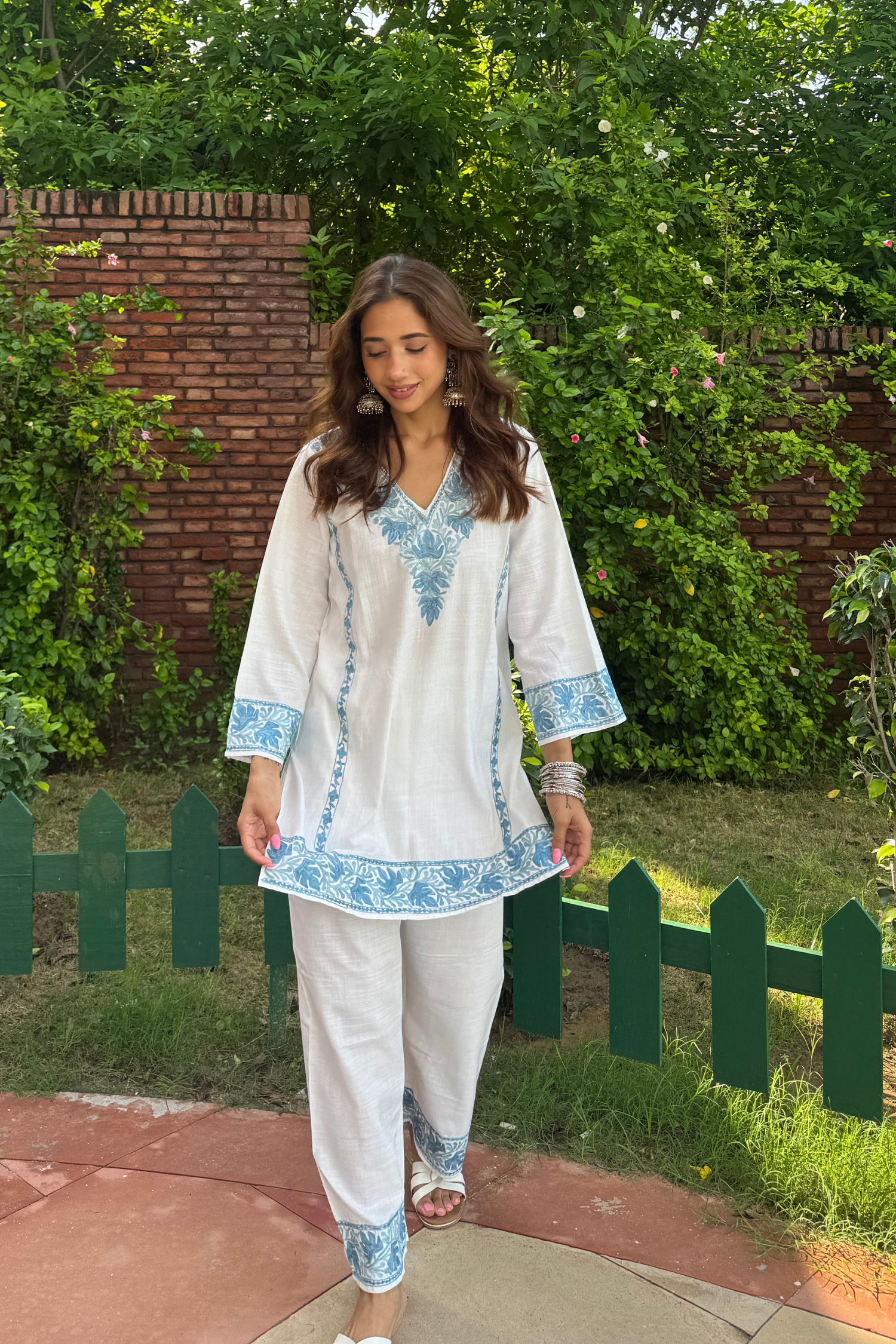 Ria Malhotra in Alia Cotton Kashmiri Kurta Co-ord Set