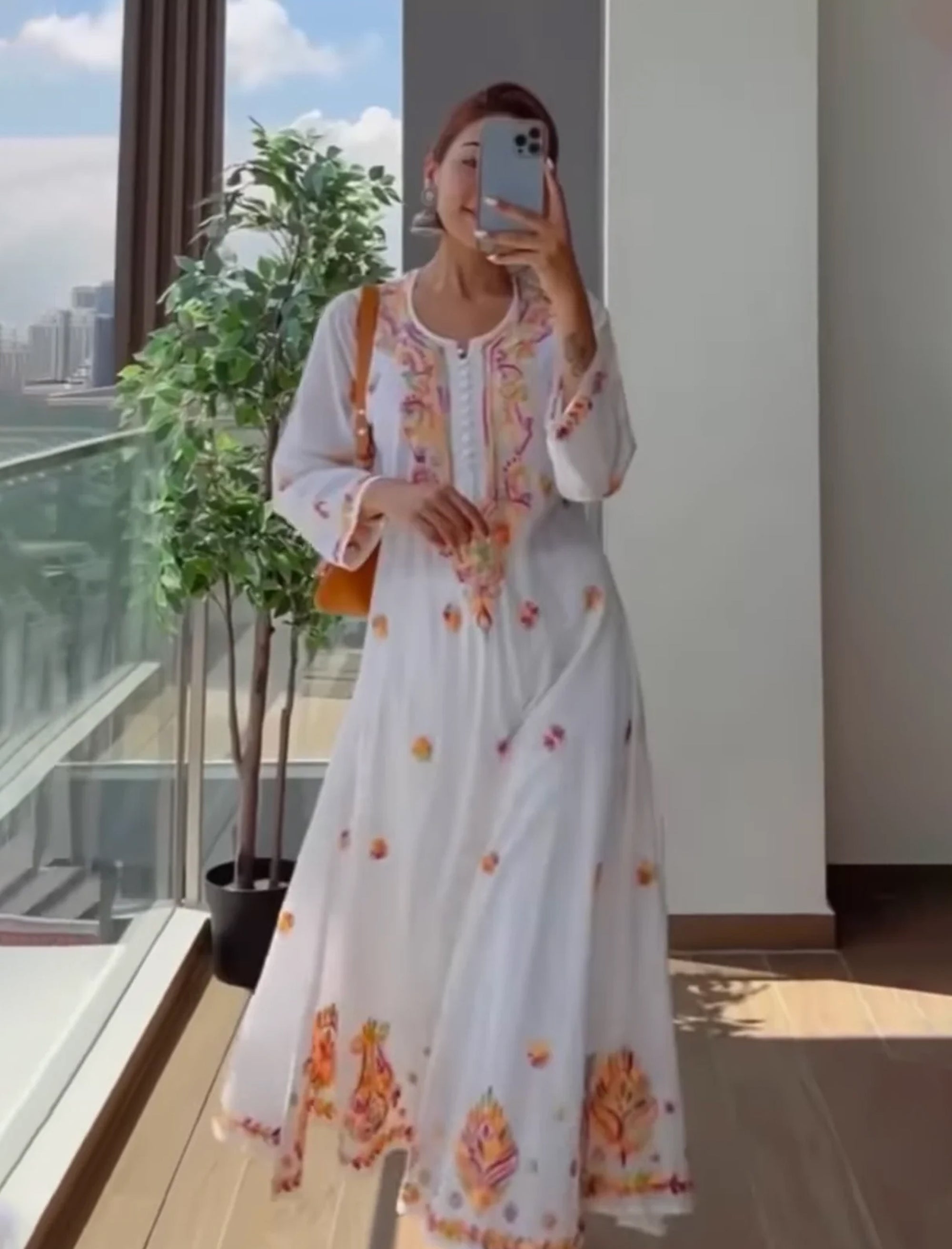 Naeem_Multi_Embroidered_Flared_Cotton_Kurta_shop_Namastay