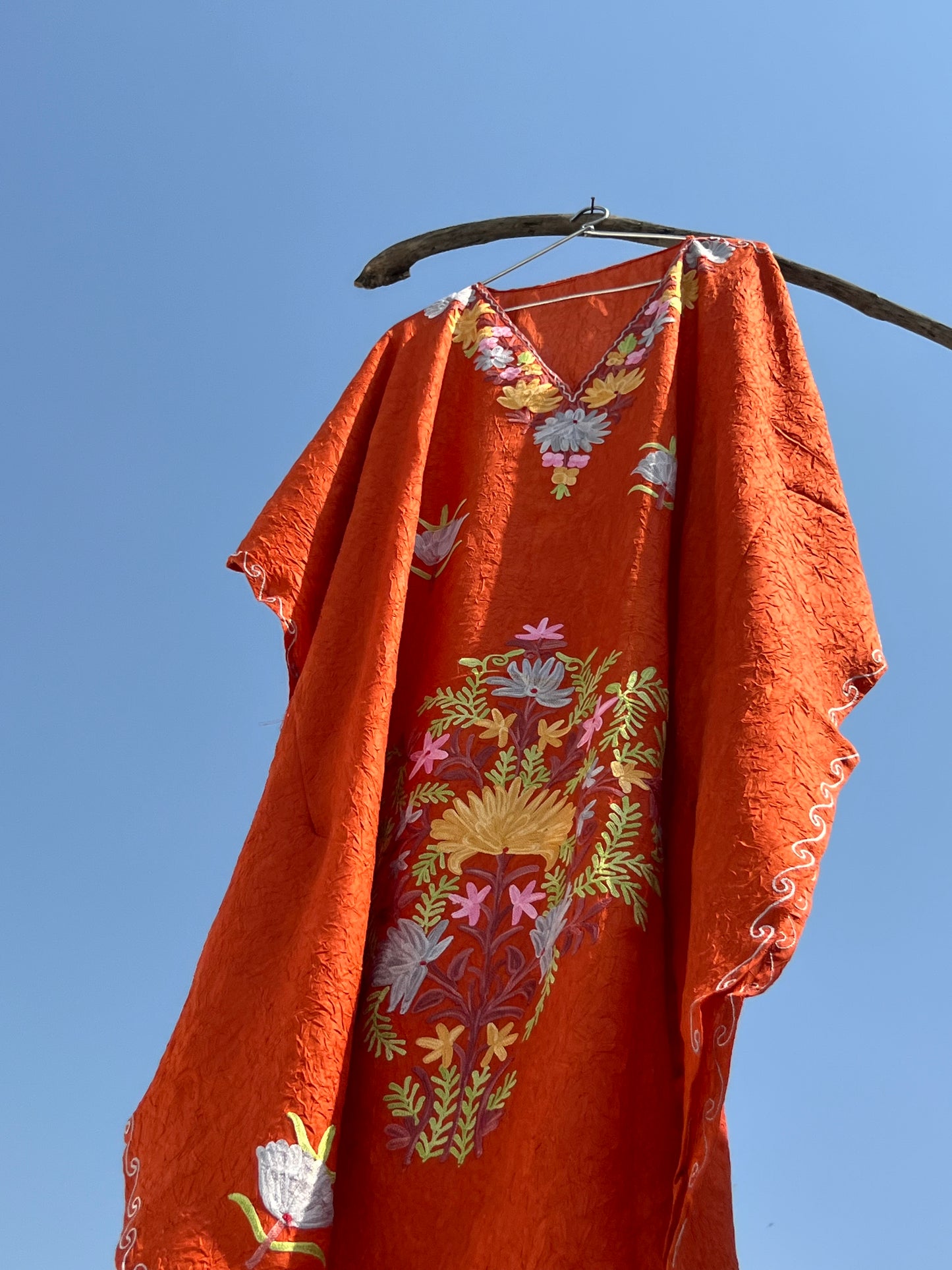 Festive Rust Kashmiri Short Kaftan