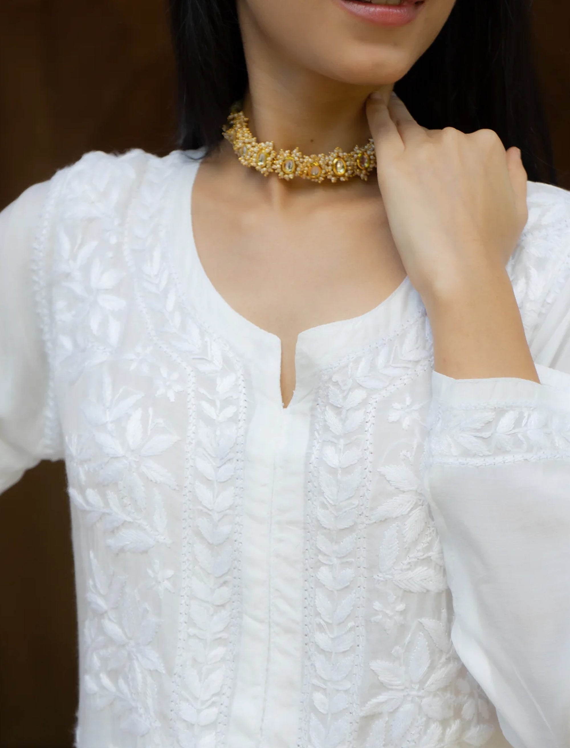 Aafreen_White_on_White_Chikankari_Kurta_shop_Namastay