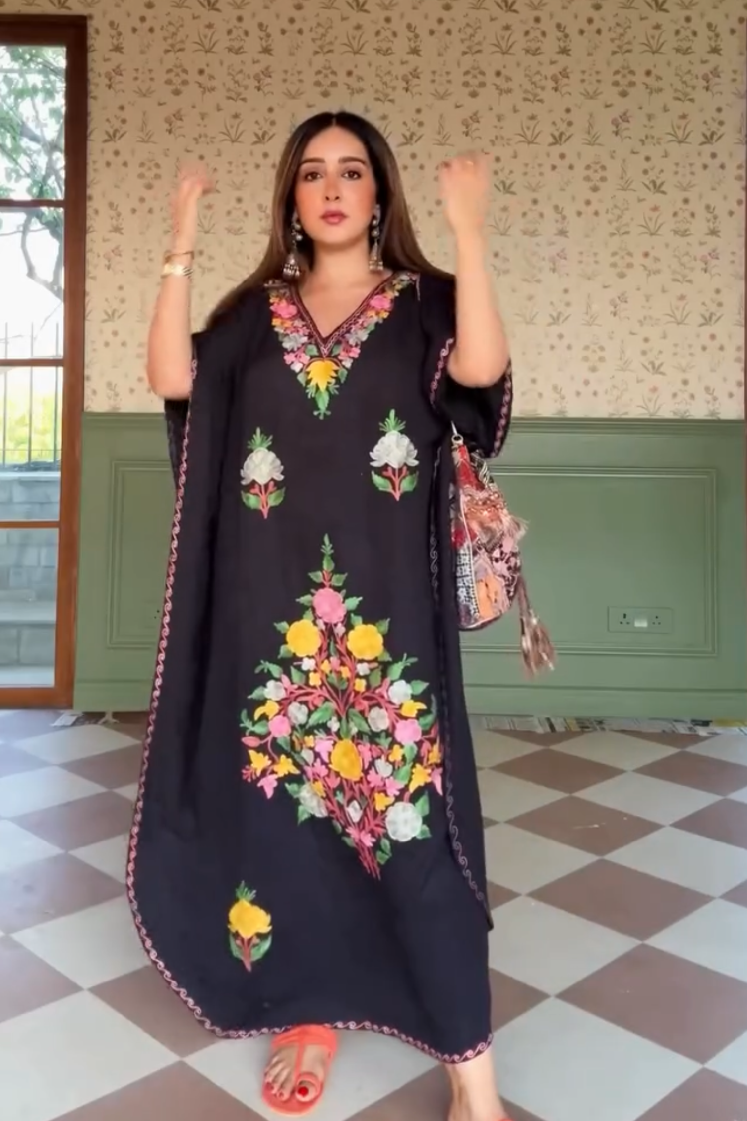 Sanjana Batra In Jet Black Kashmiri Kaftan