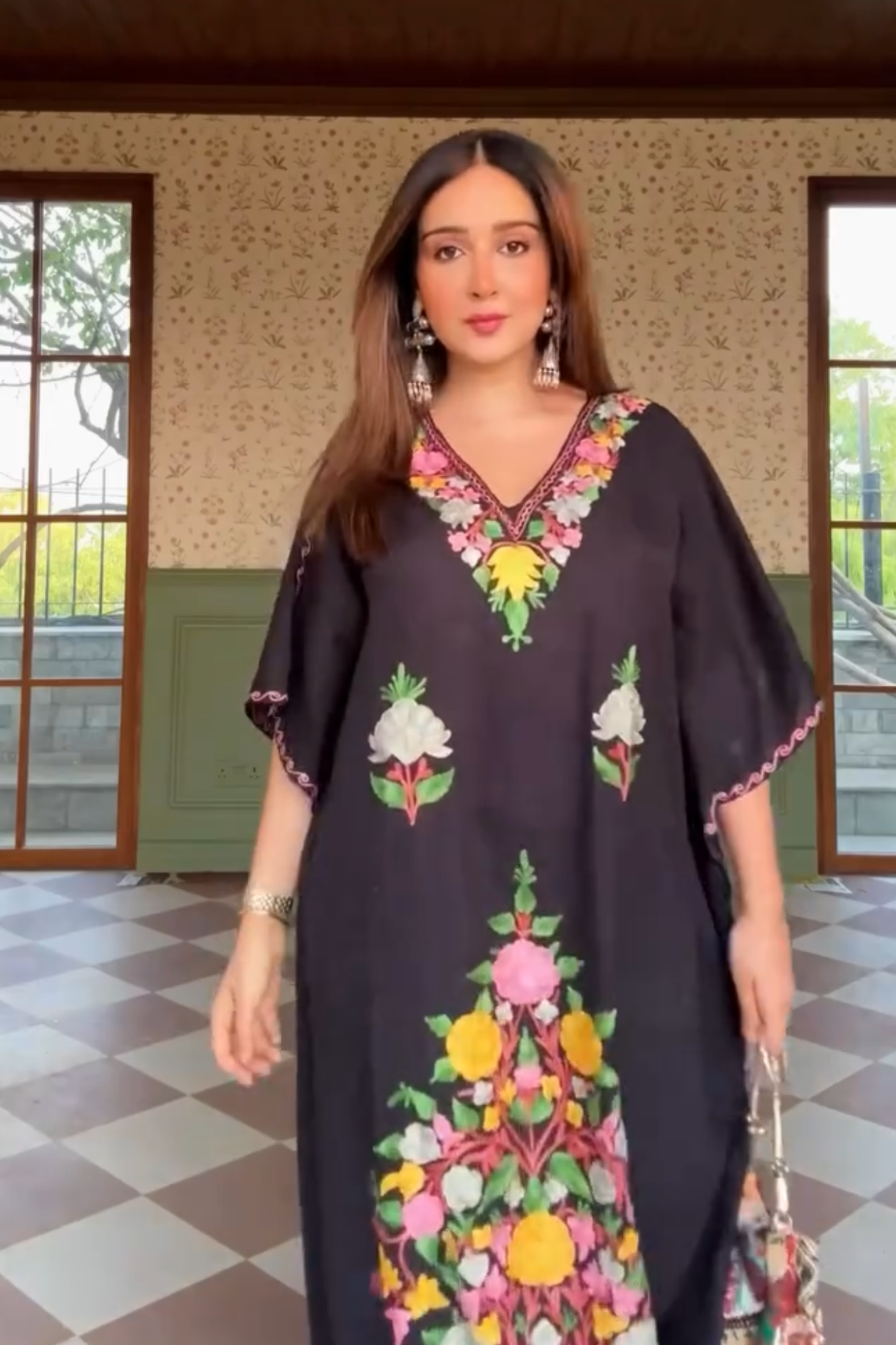 Sanjana Batra In Jet Black Kashmiri Kaftan