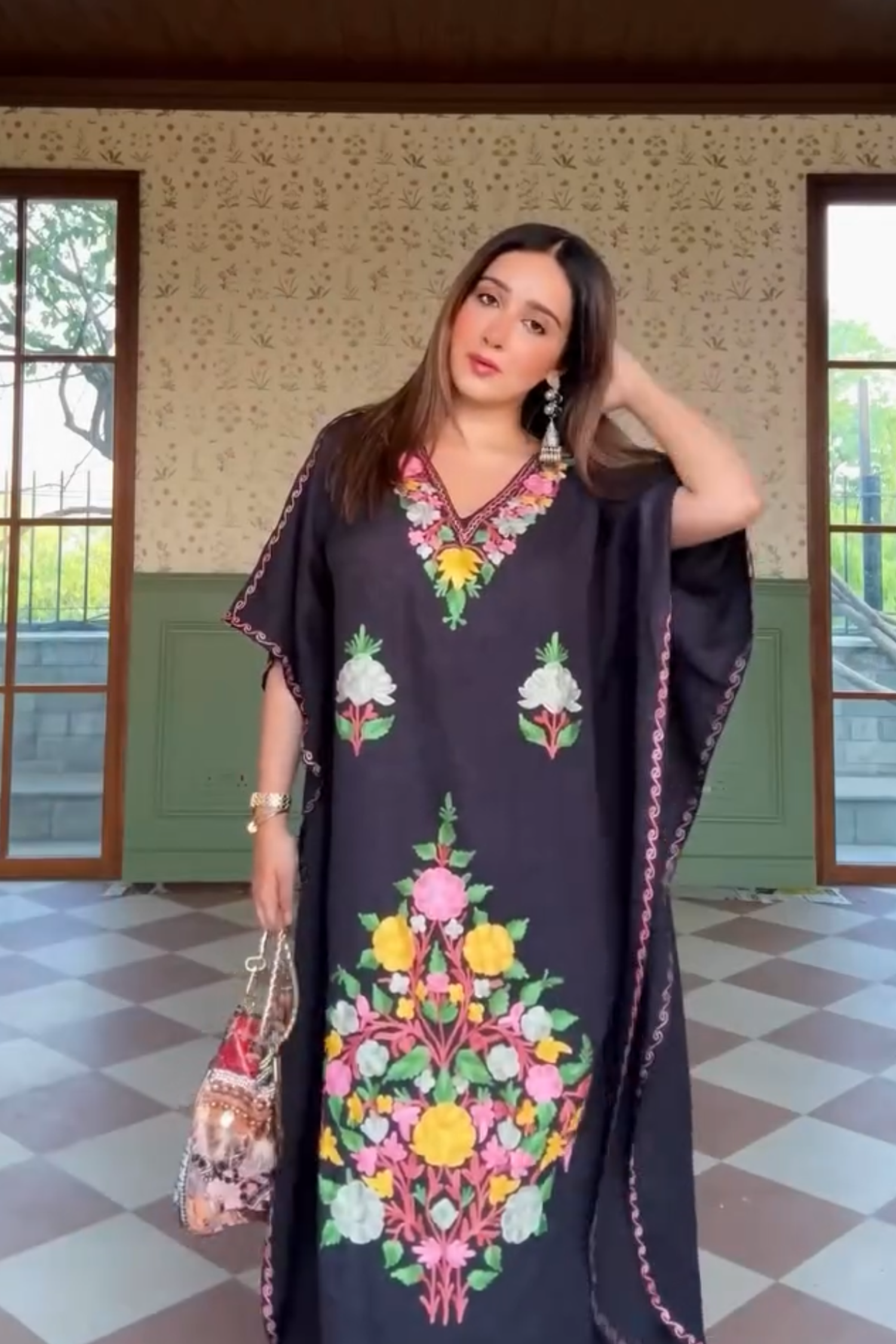 Sanjana Batra In Jet Black Kashmiri Kaftan