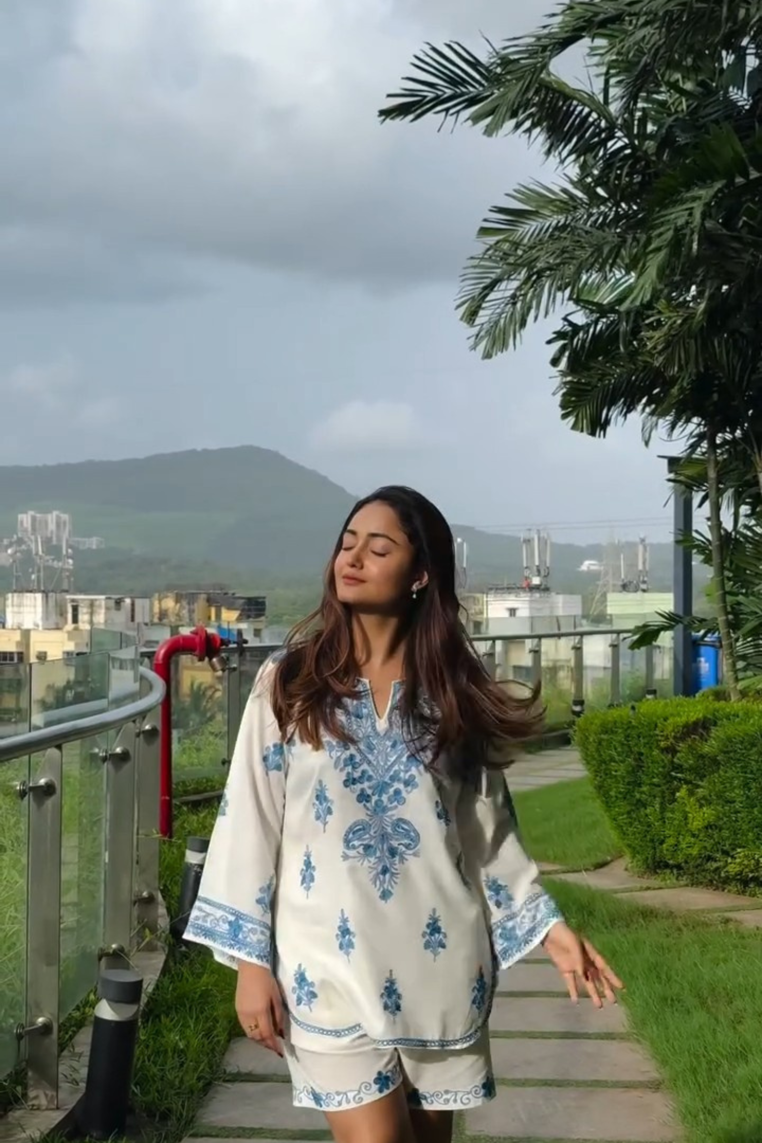 Tridha c in Flirty Fling White Kashmiri Cotton Kurta Shorts Coord Set