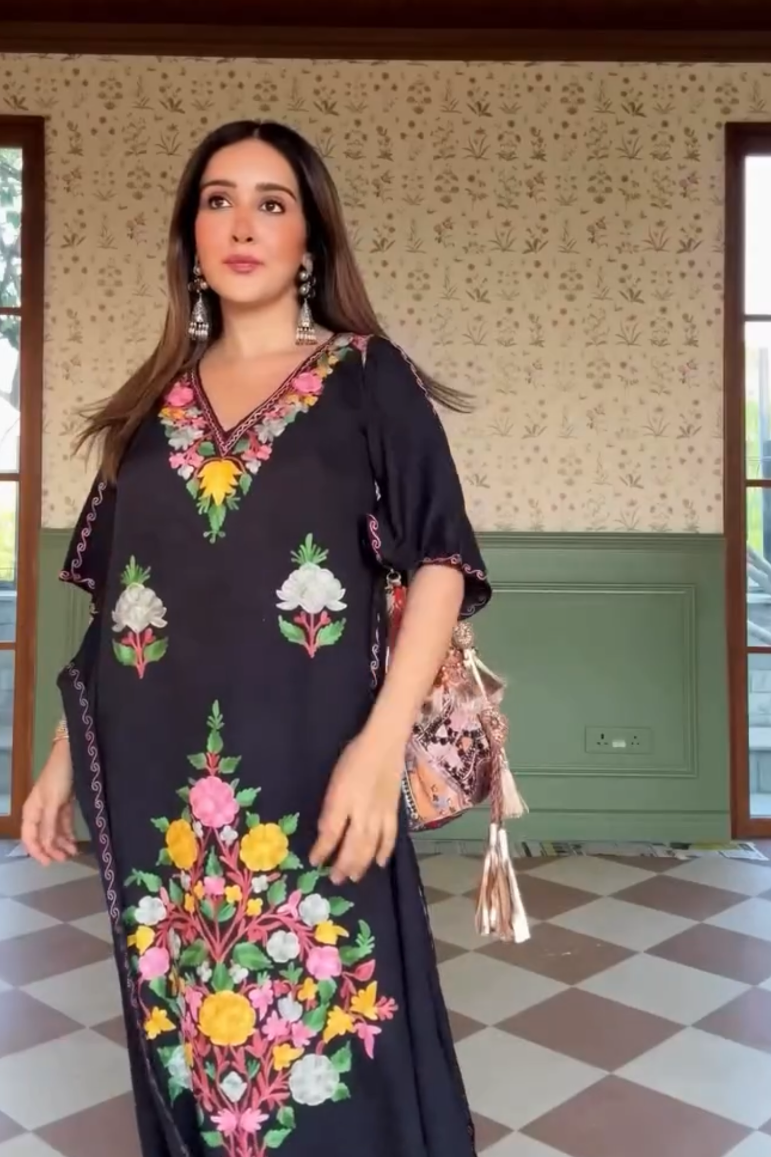 Sanjana Batra In Jet Black Kashmiri Kaftan
