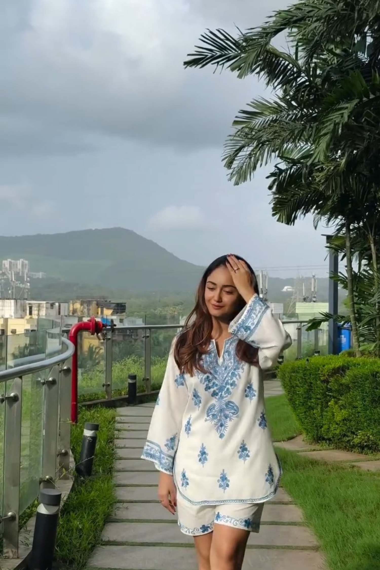 Tridha c in Flirty Fling White Kashmiri Cotton Kurta Shorts Coord Set