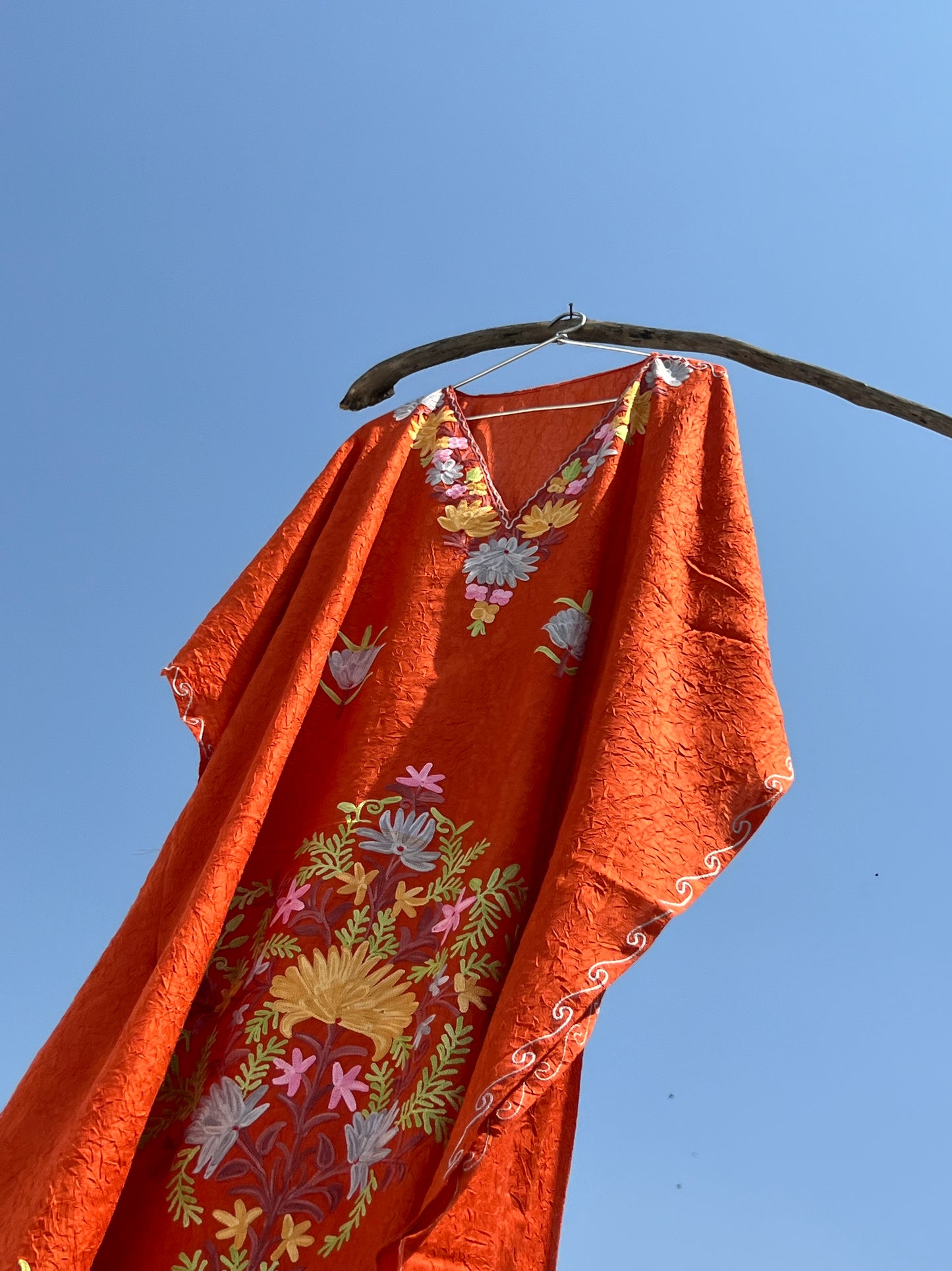 Festive Rust Kashmiri Short Kaftan