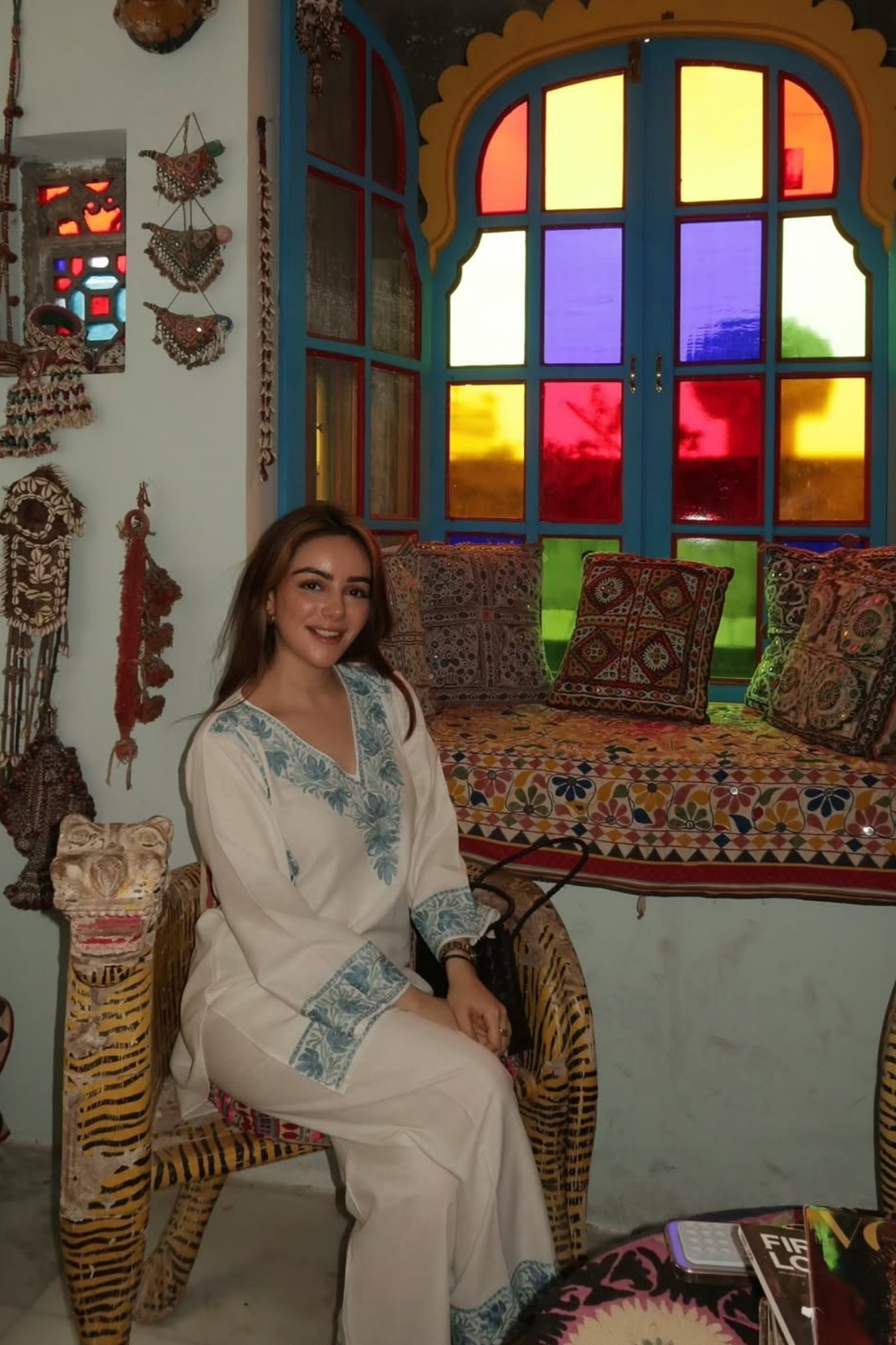 Simran Sethi Bedi In Alia Cotton Kashmiri Kurta Co-ord Set