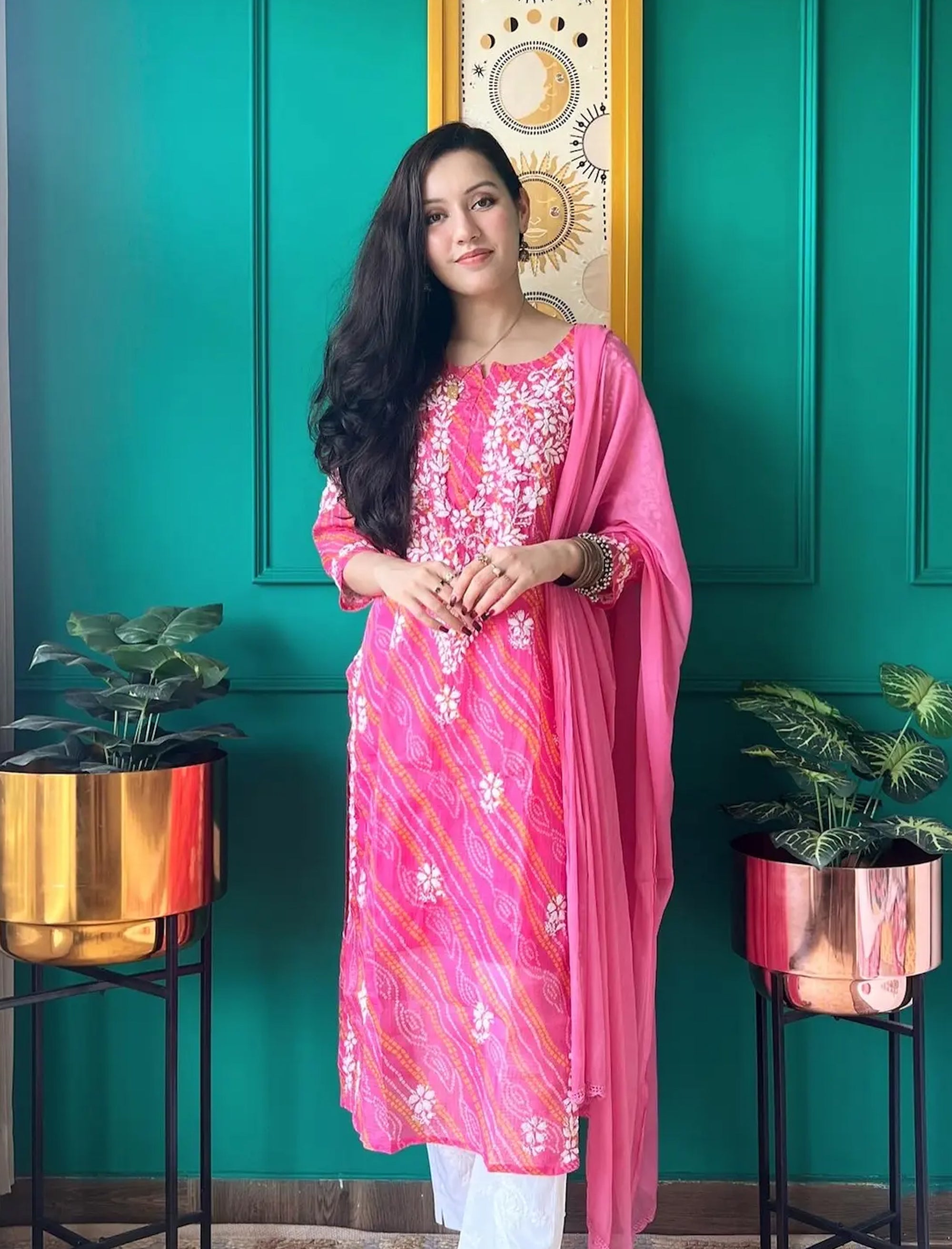 Farhad_Gulab_Bandhej-Chikan_Cotton_Kurta_shop_Namastay