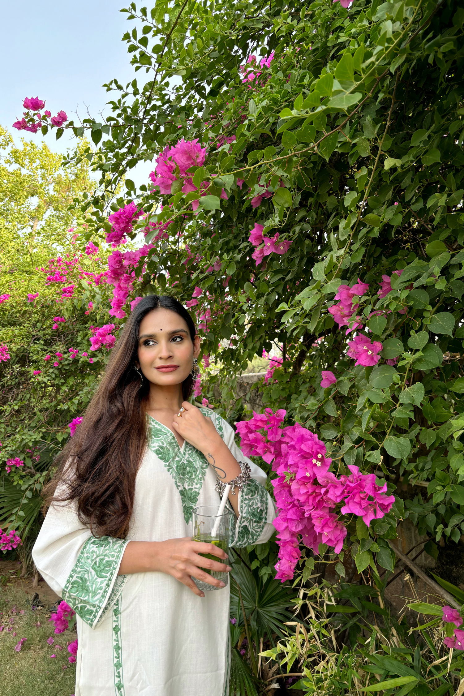 Apoorva sharma in Green Alia Cotton Kashmiri Kurta Co-ord Set