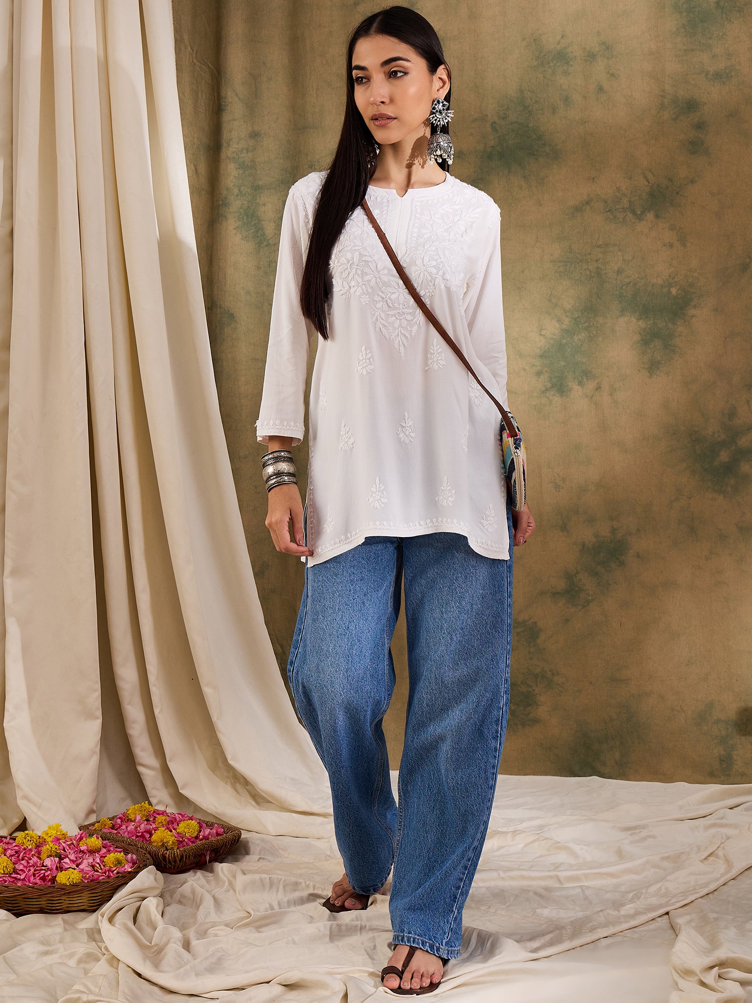 Iqra_White_Chikankari_Short_Kurta_shop_Namastay