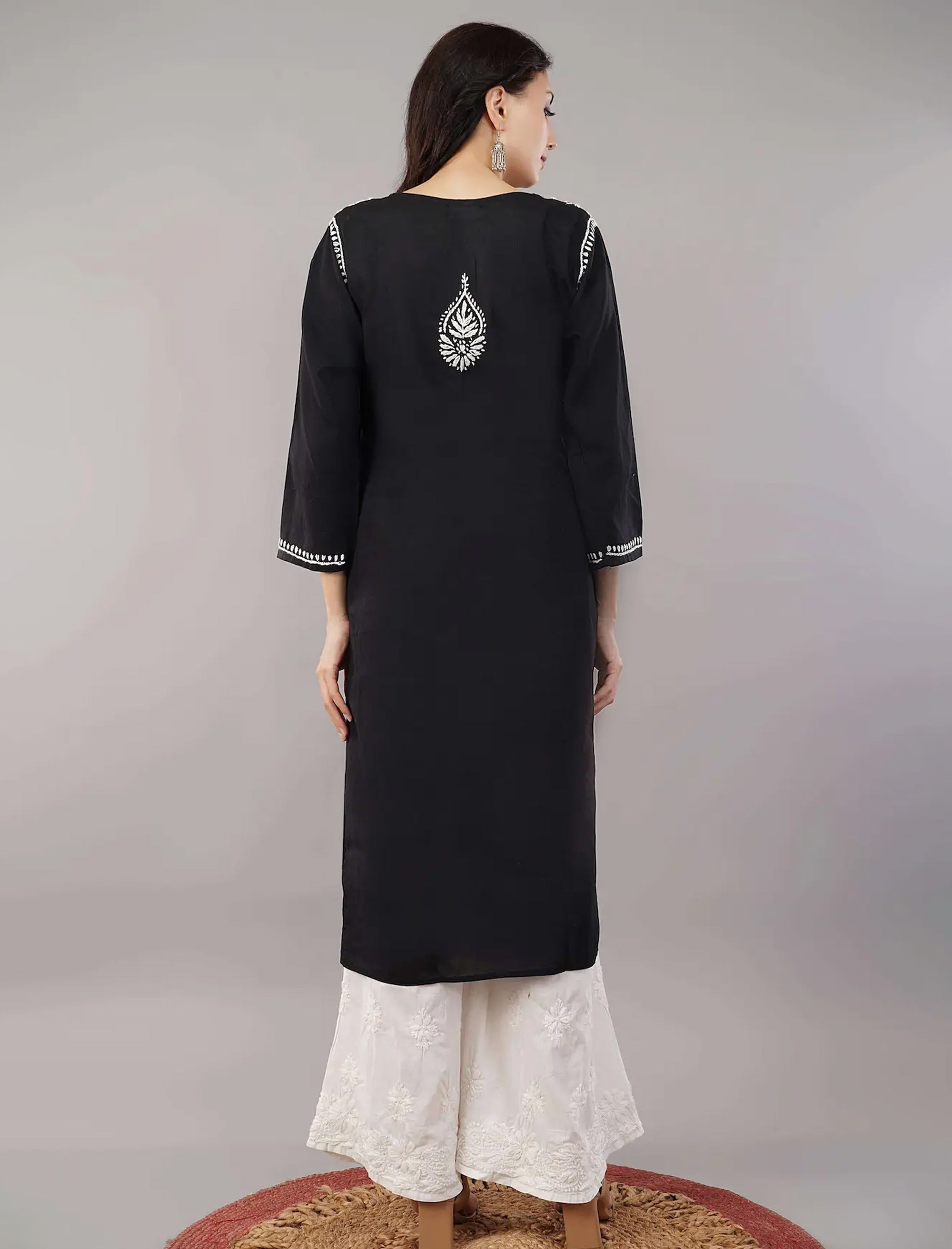 Zainul Monochrome Chikankari Cotton Kurta