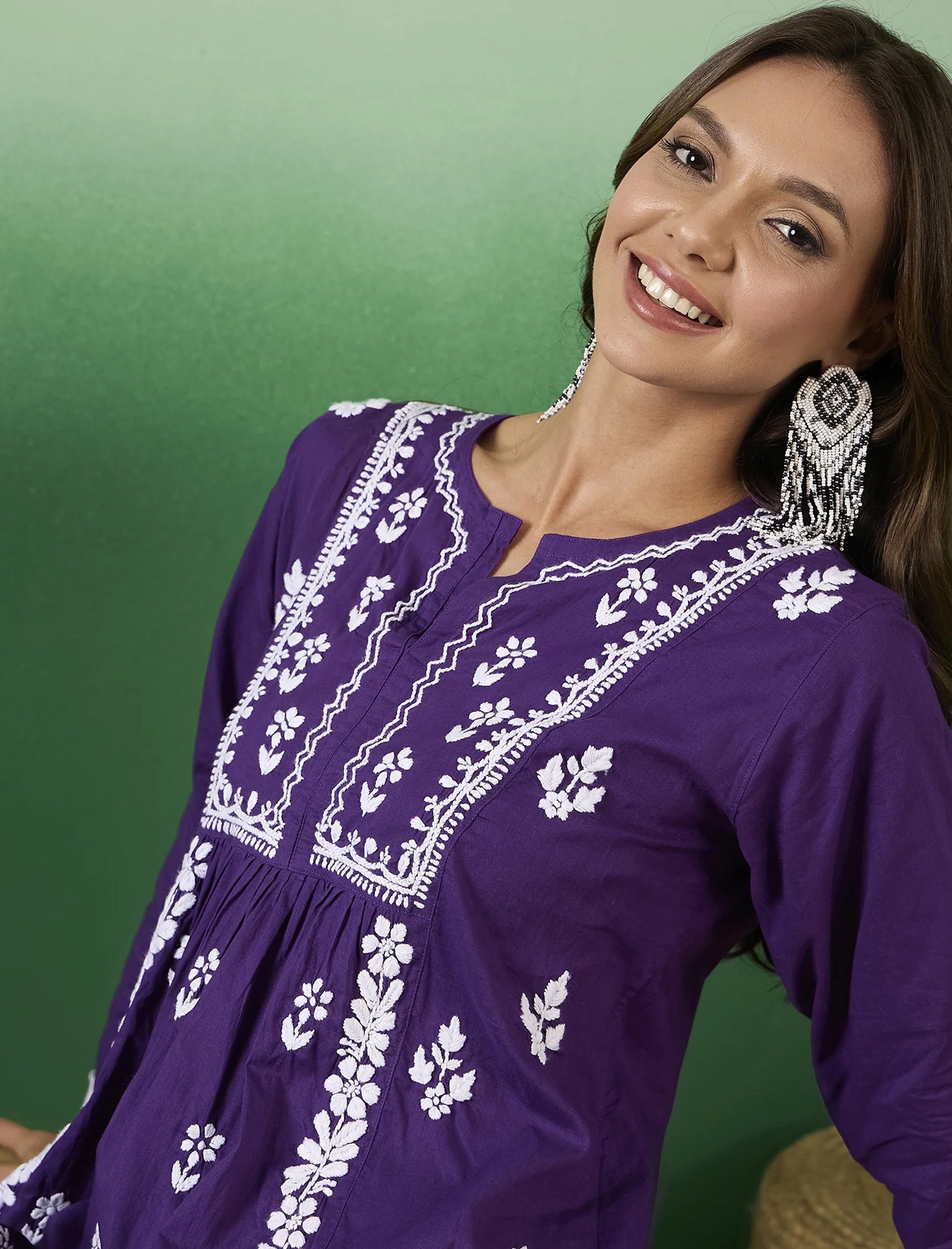 Fatima Chikankari Cotton Co-ord Palazzo and Kurta Set