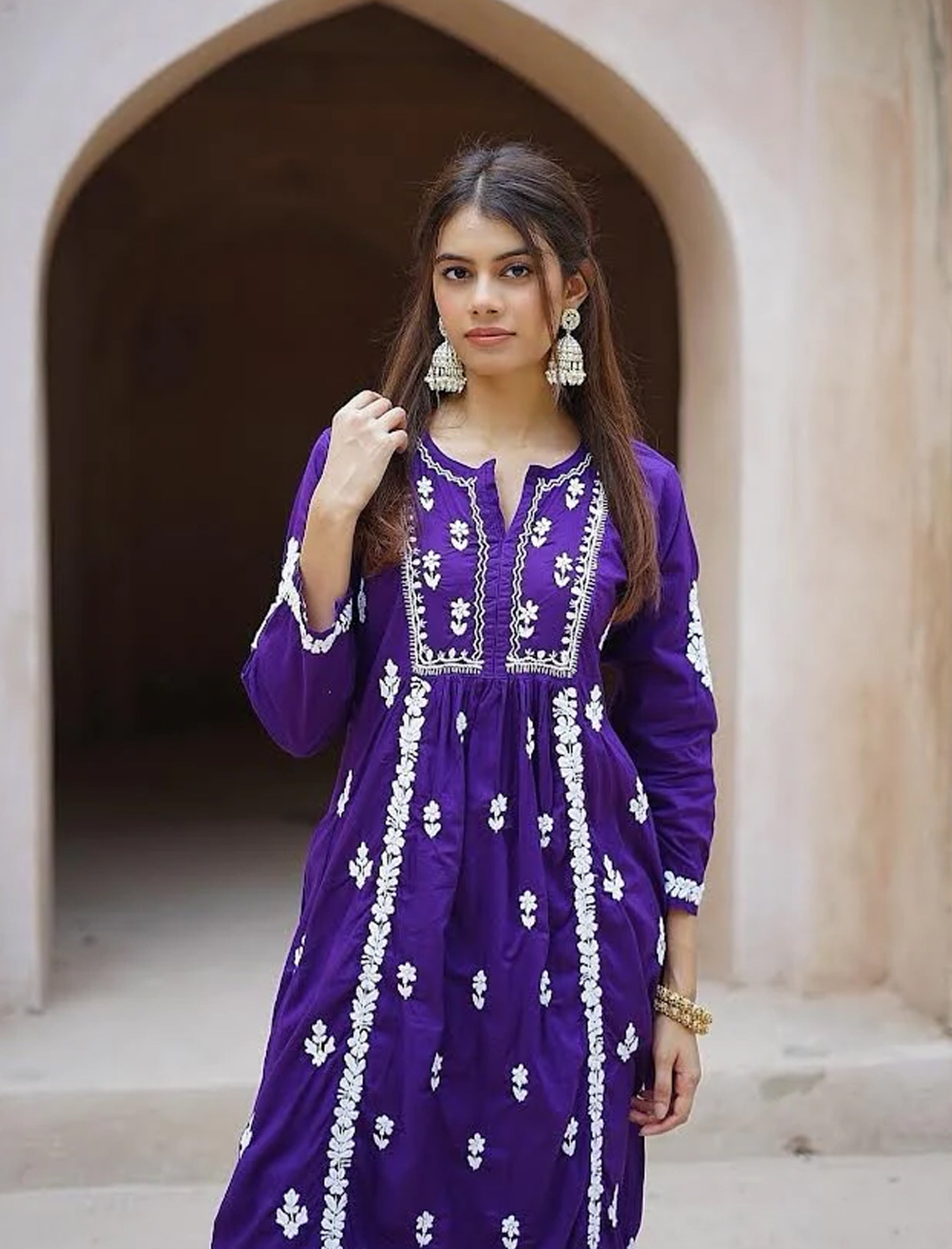 Fatima Chikankari Cotton Co-ord Palazzo and Kurta Set