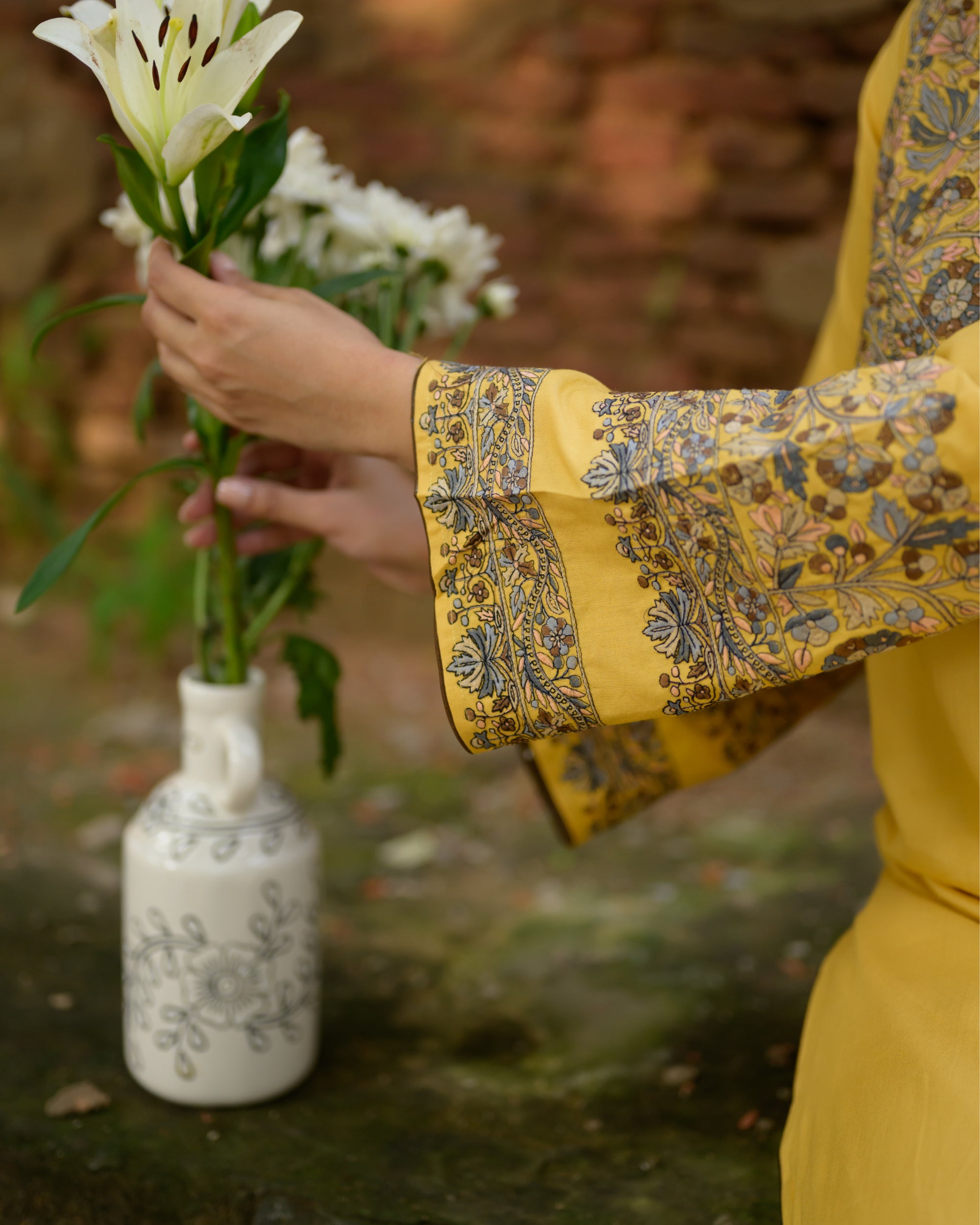 Iman Biscotti Yellow Kashmiri Kurta Co-ord with Pants Set