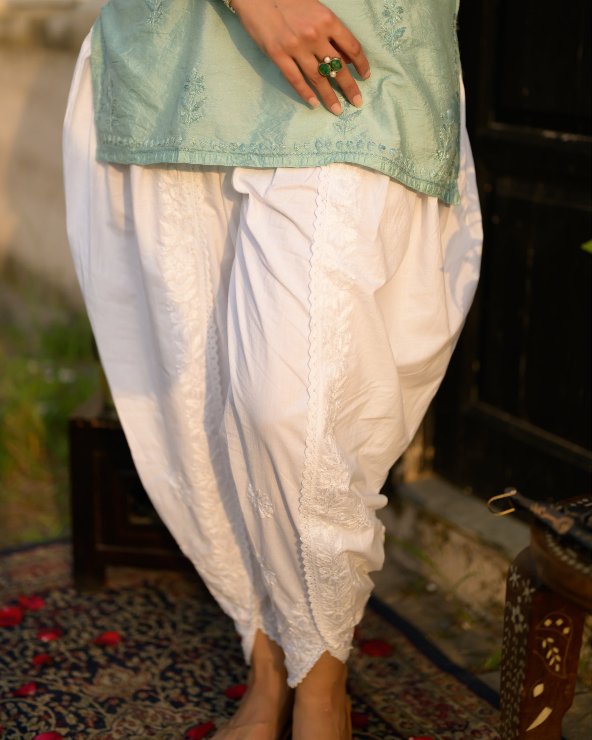 Guleen Blue Ombre Chikankari Short Kurta