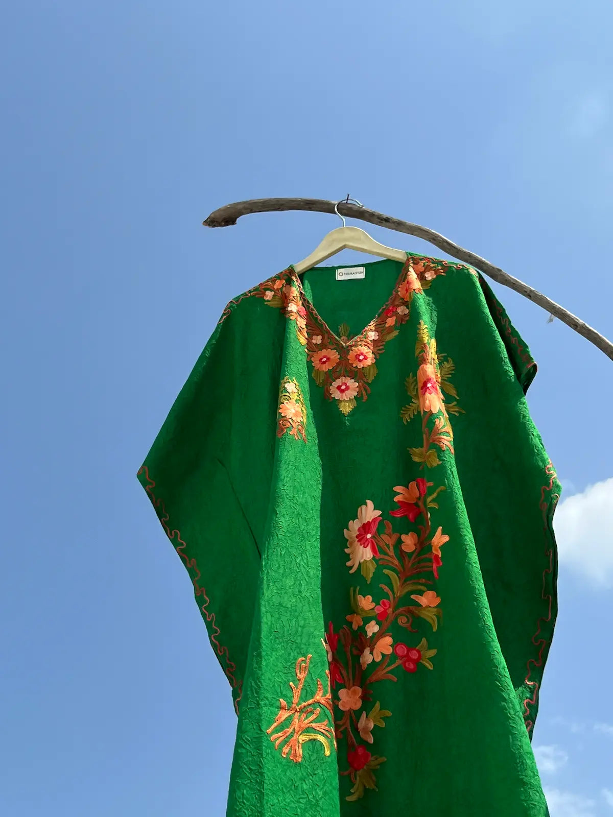 Forest Green Kashmiri Short Kaftan