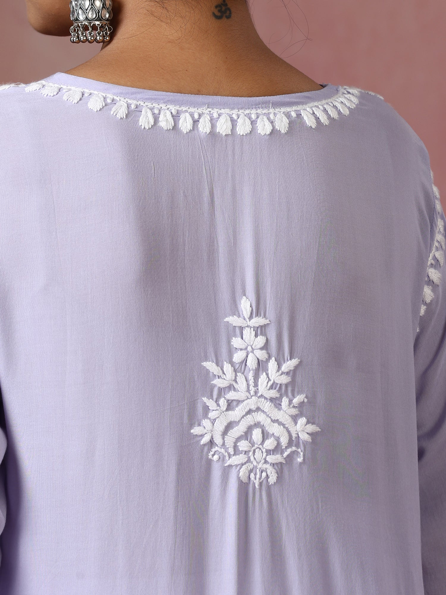 Leila Lilac Modal Chikankari Straight Cotton Kurta