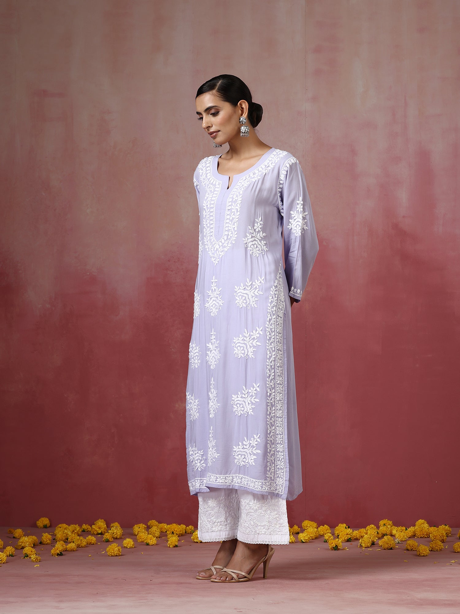 Leila_Lilac_Modal_Chikankari_Straight_Cotton_Kurta_shop_Namastay