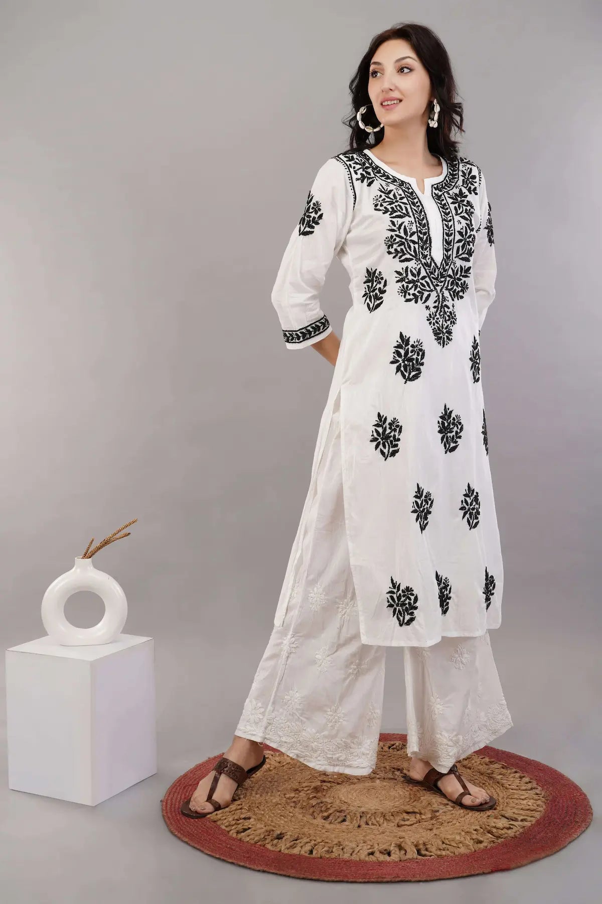 Chikankari straight shop kurta