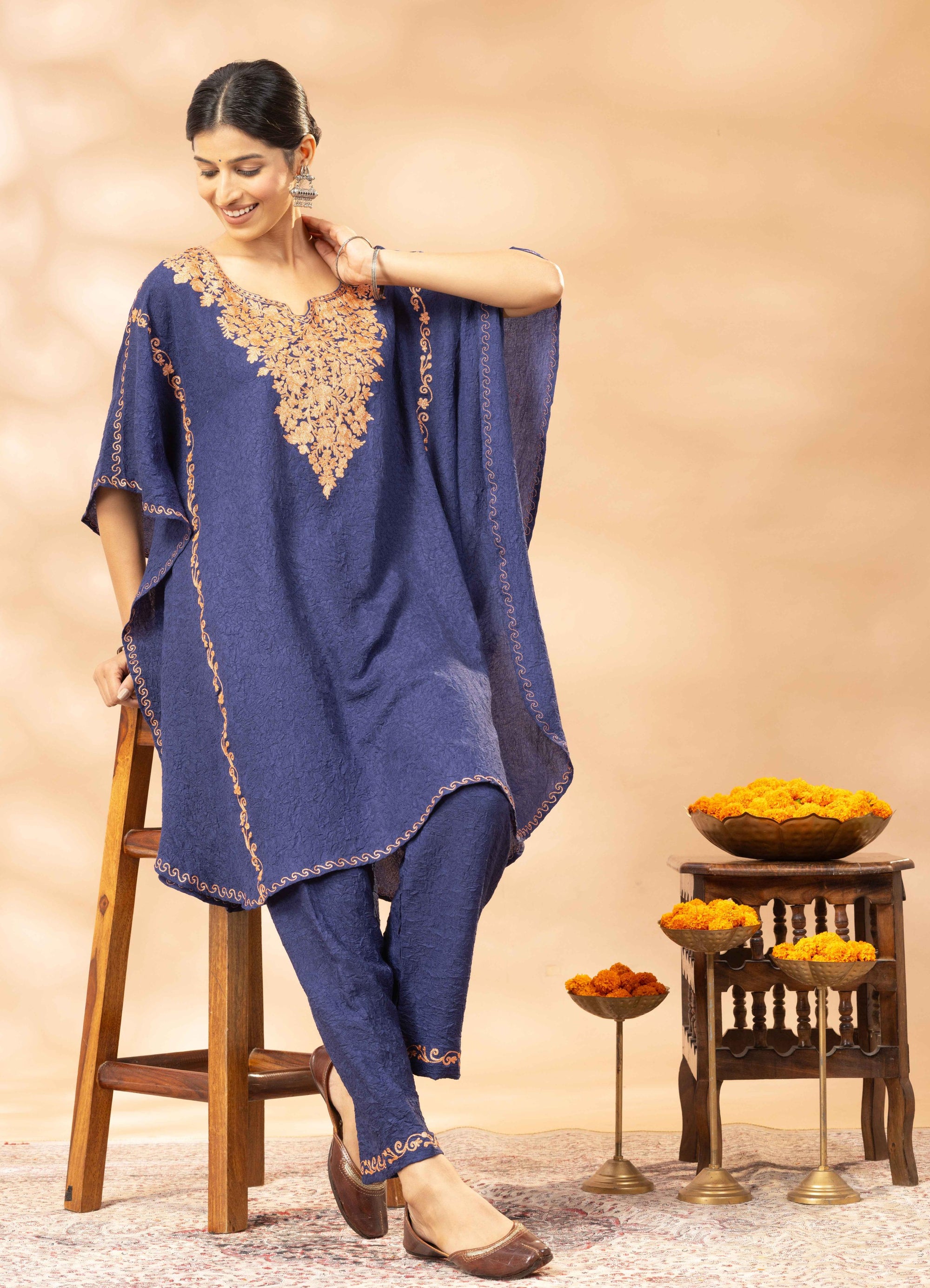 Ikara Blue Kaftan and Pants Set