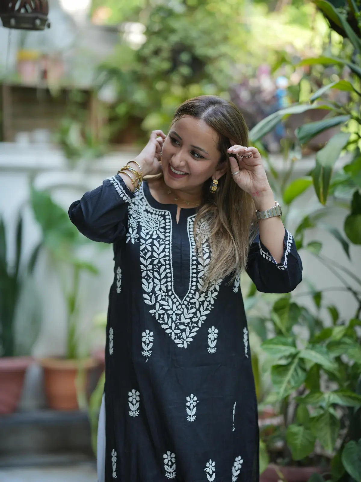 black monochrome chikan kurta 4