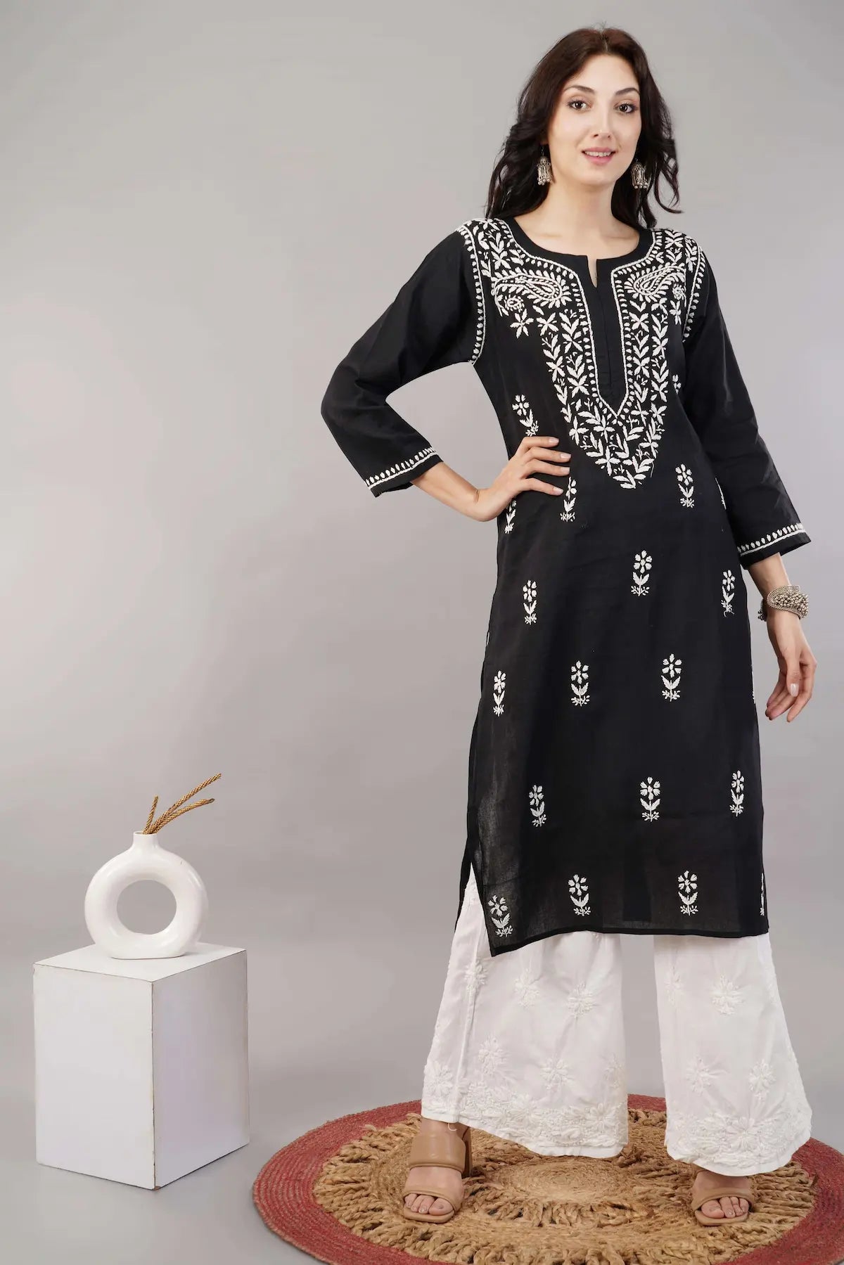 black monochrome chikan kurta 6
