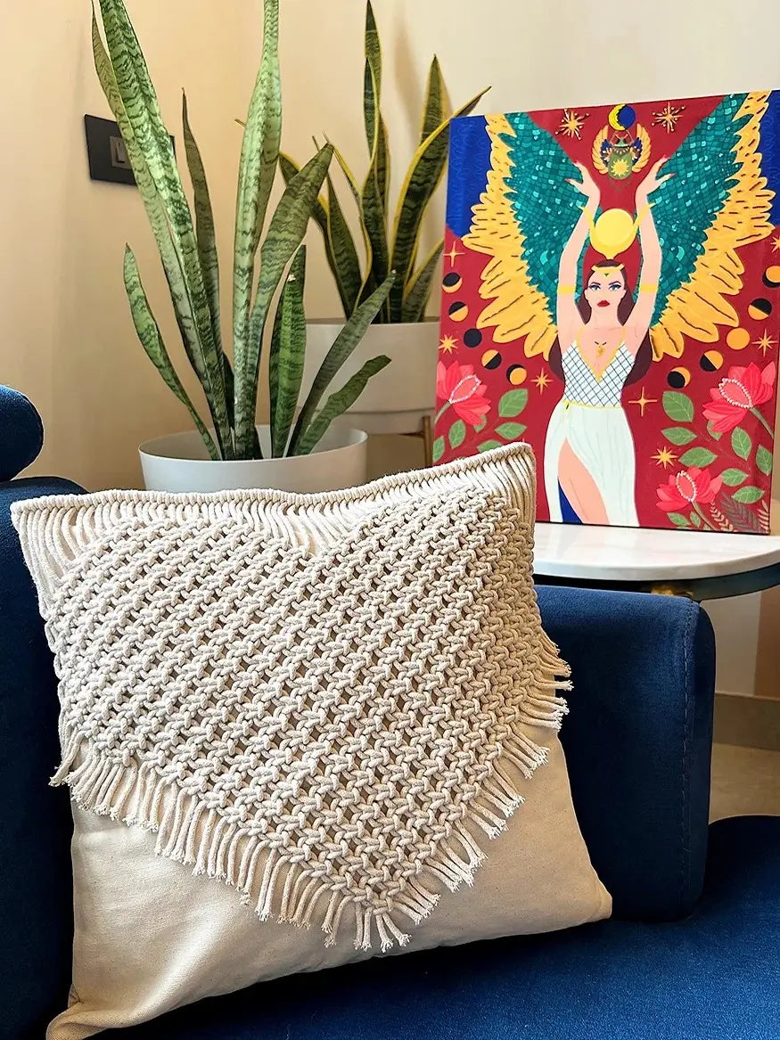 Darling Macrame Heart Cushion Cover Online